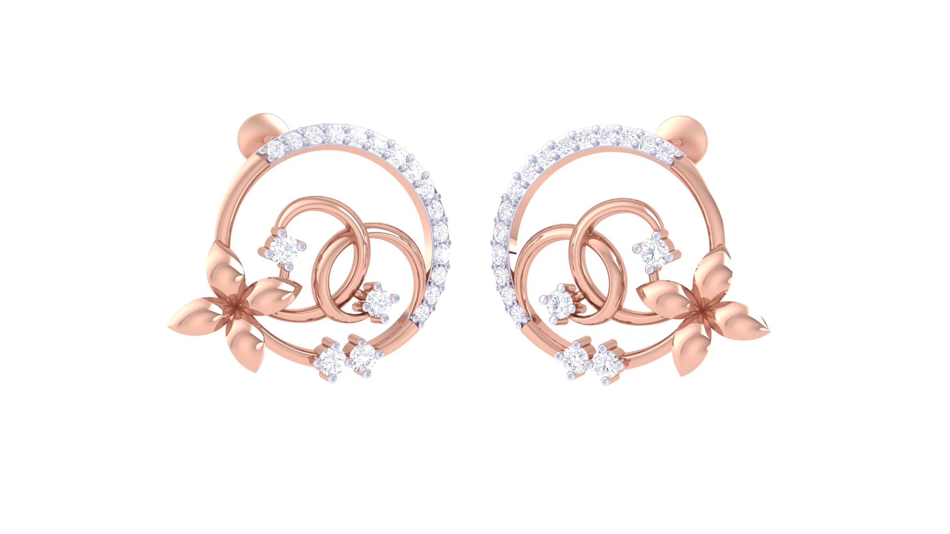Semi Circle Love Diamond Earrings