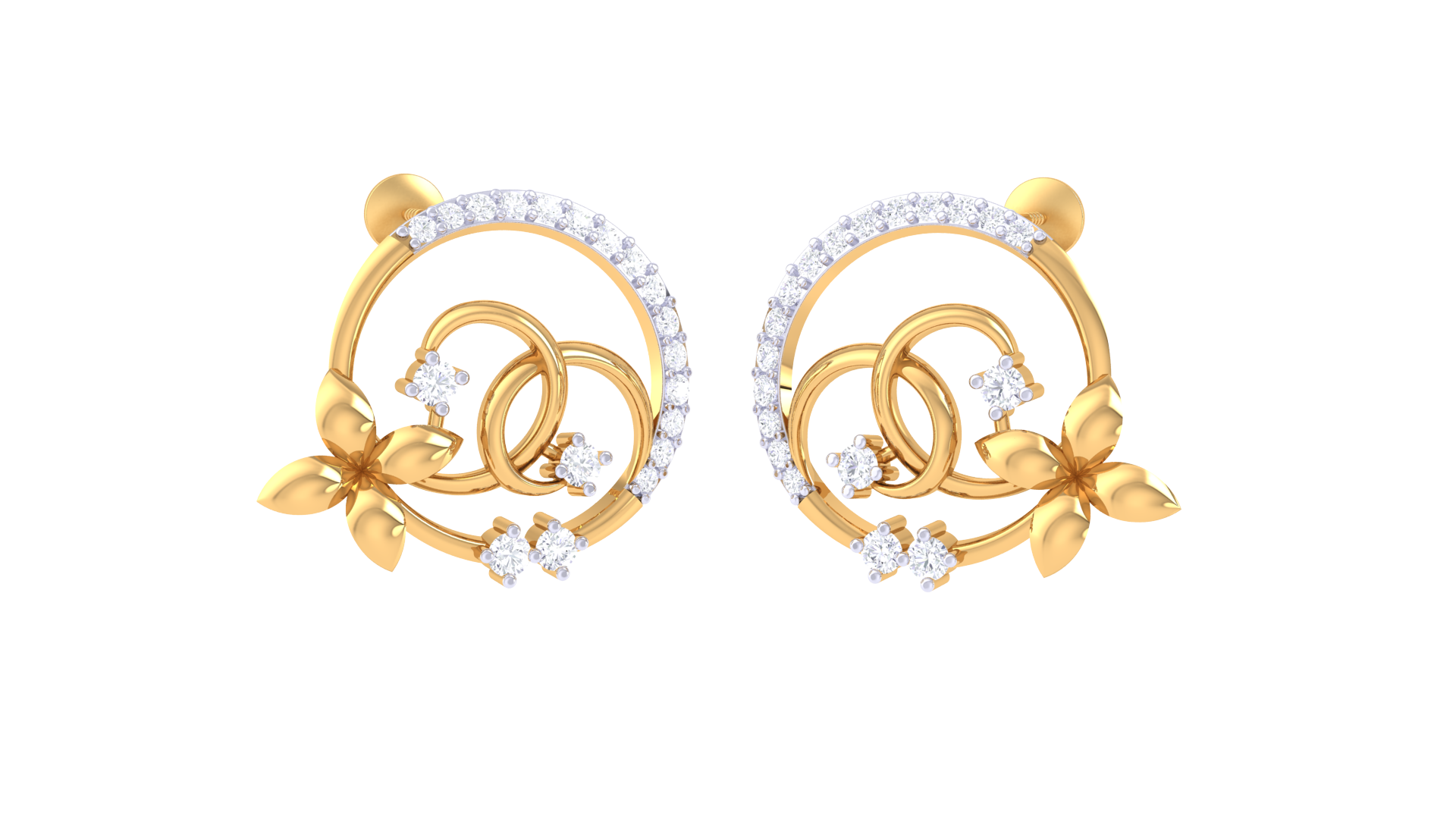 Semi Circle Love Diamond Earrings