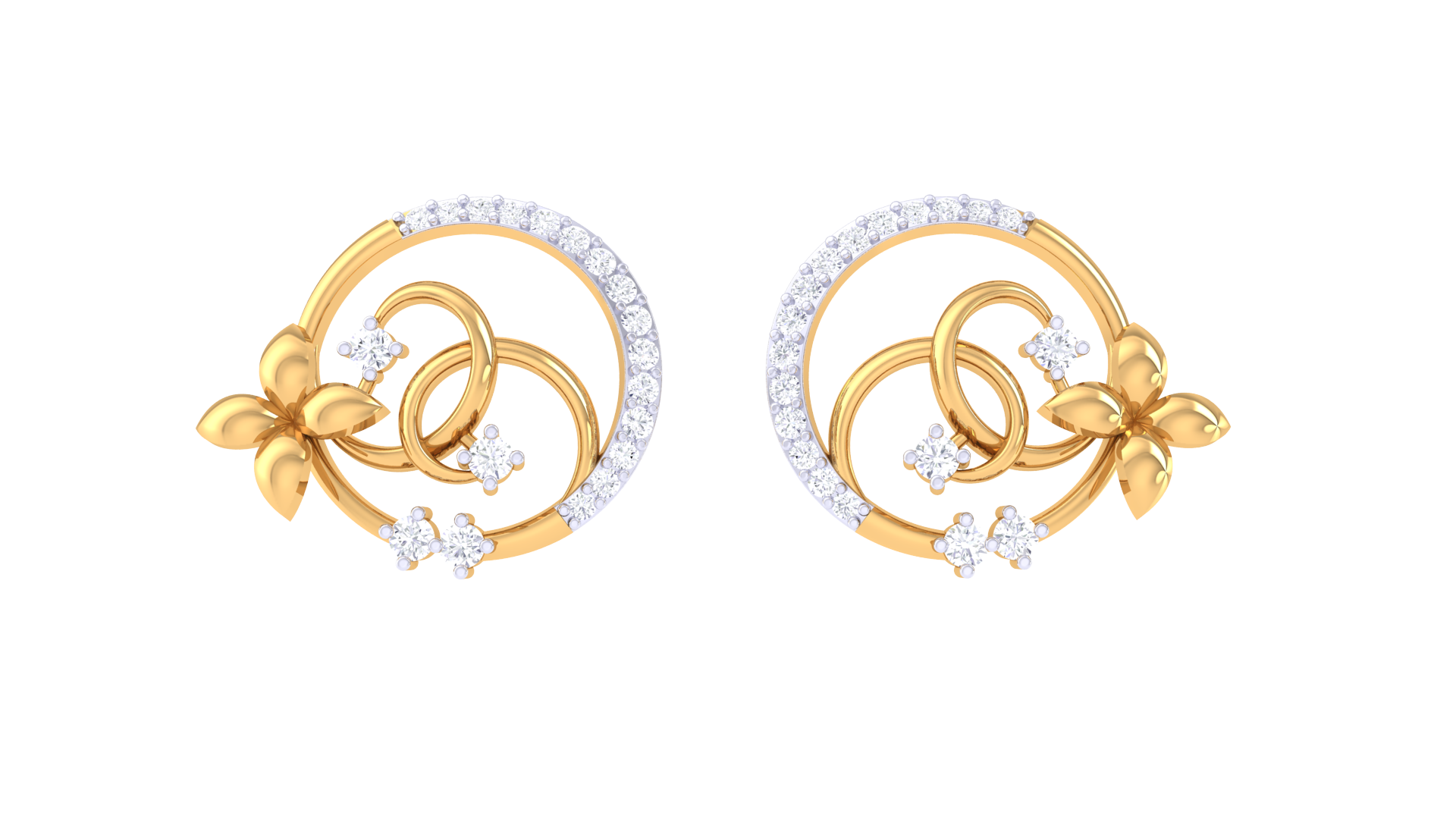 Semi Circle Love Diamond Earrings