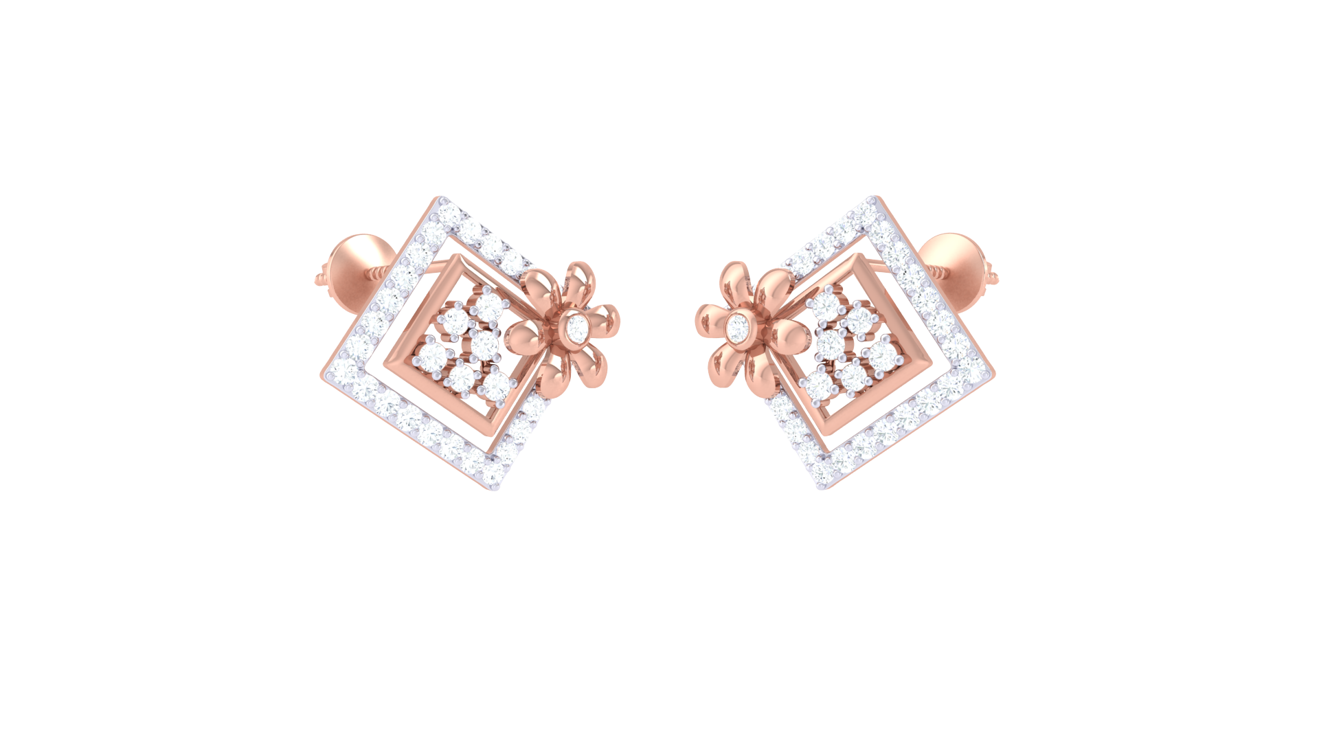 Diamond Edge Square Earrings