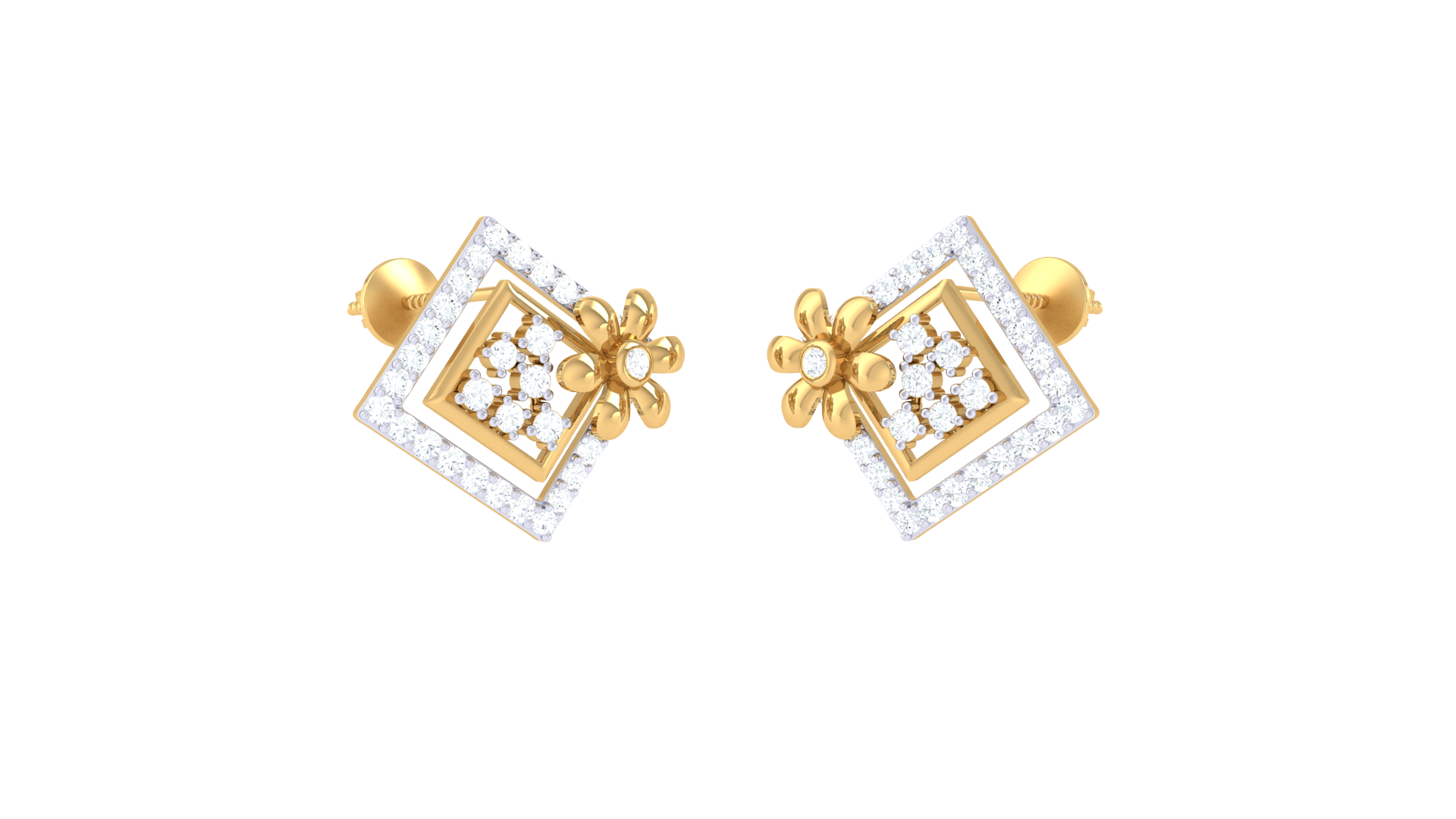 Diamond Edge Square Earrings