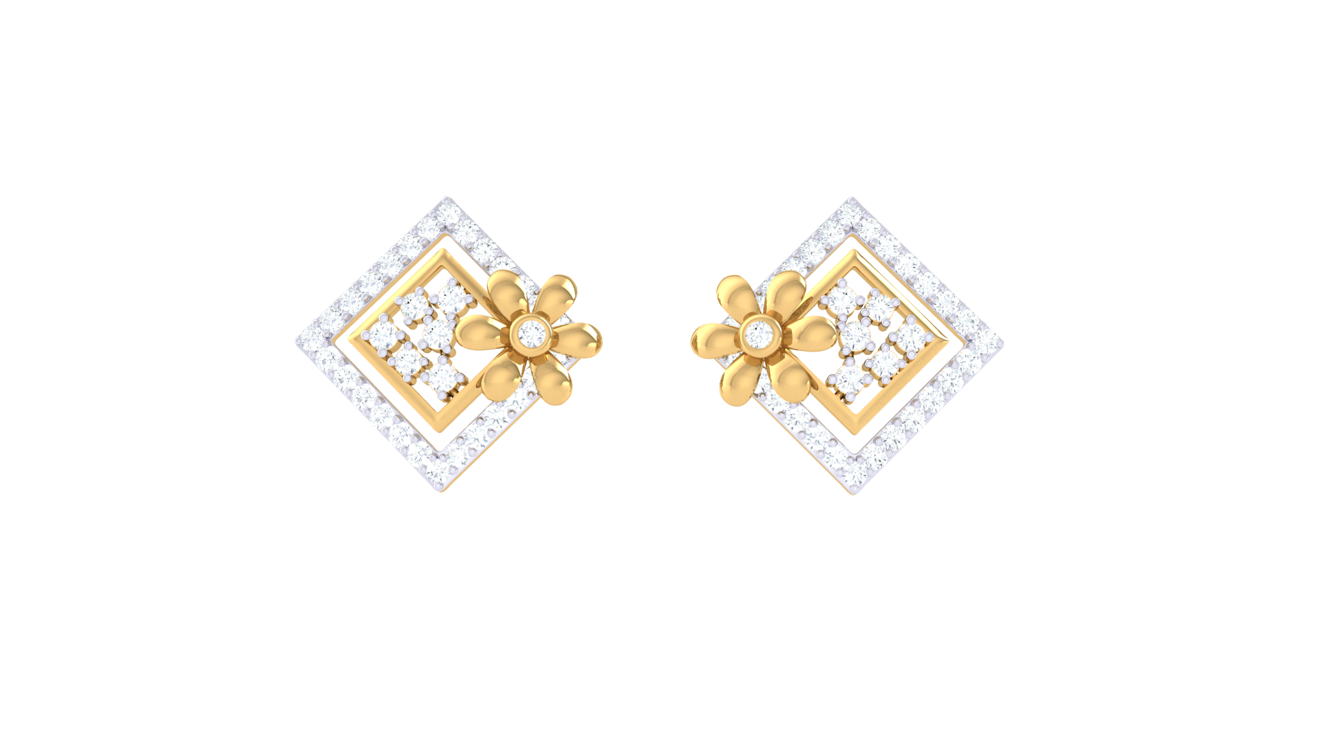 Diamond Edge Square Earrings