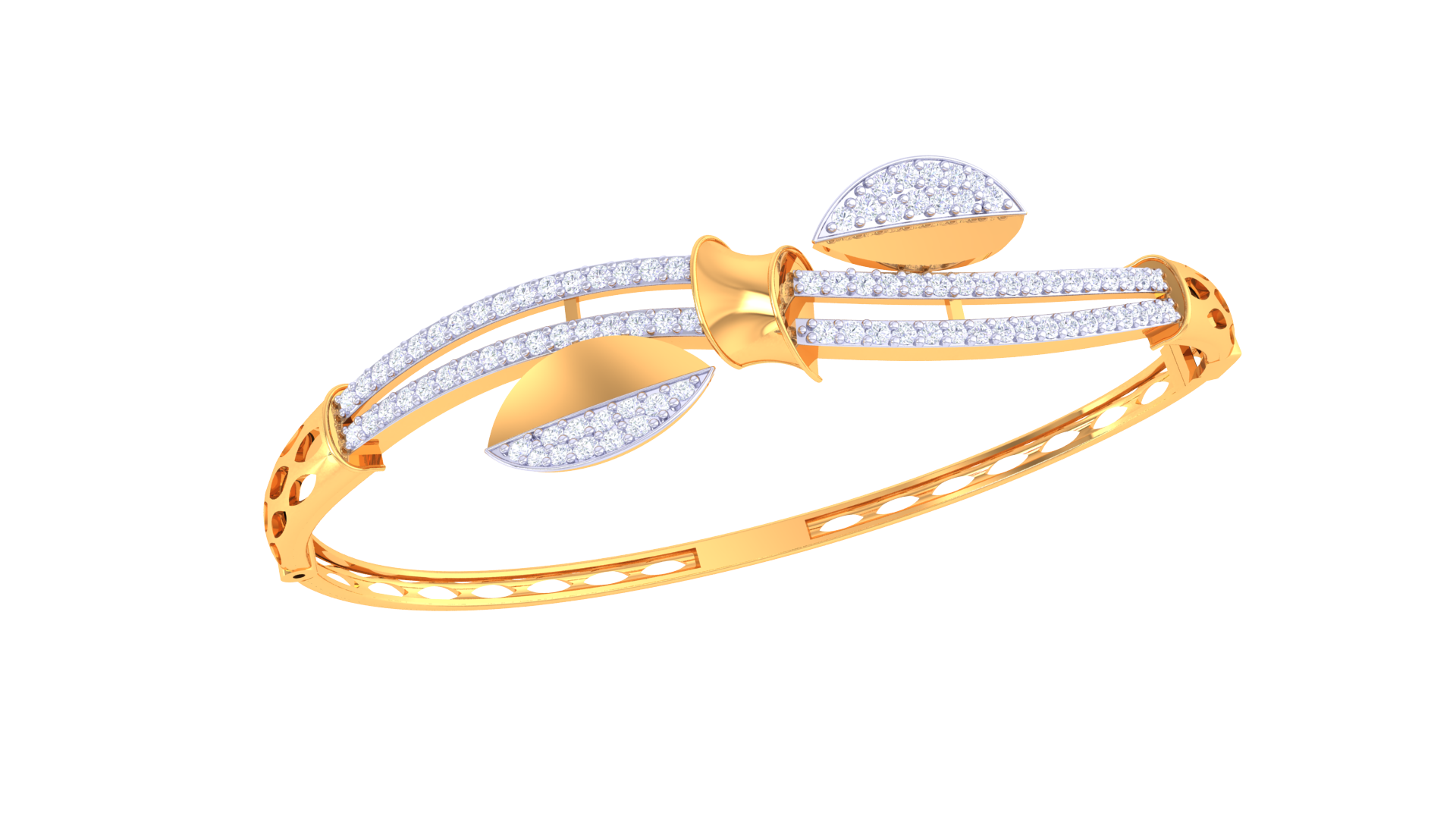 Leafy Bow Diamond Bangles