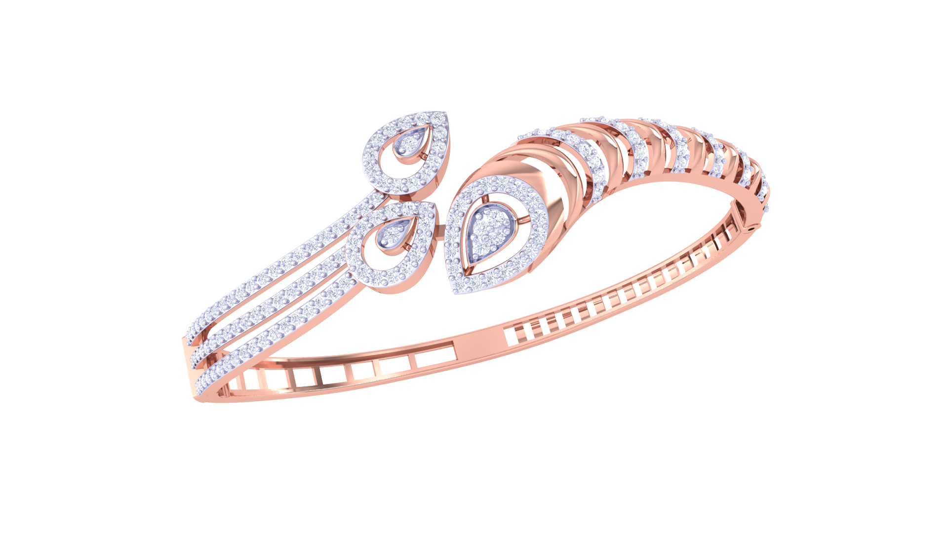Teardrop Wave Diamond Bangles