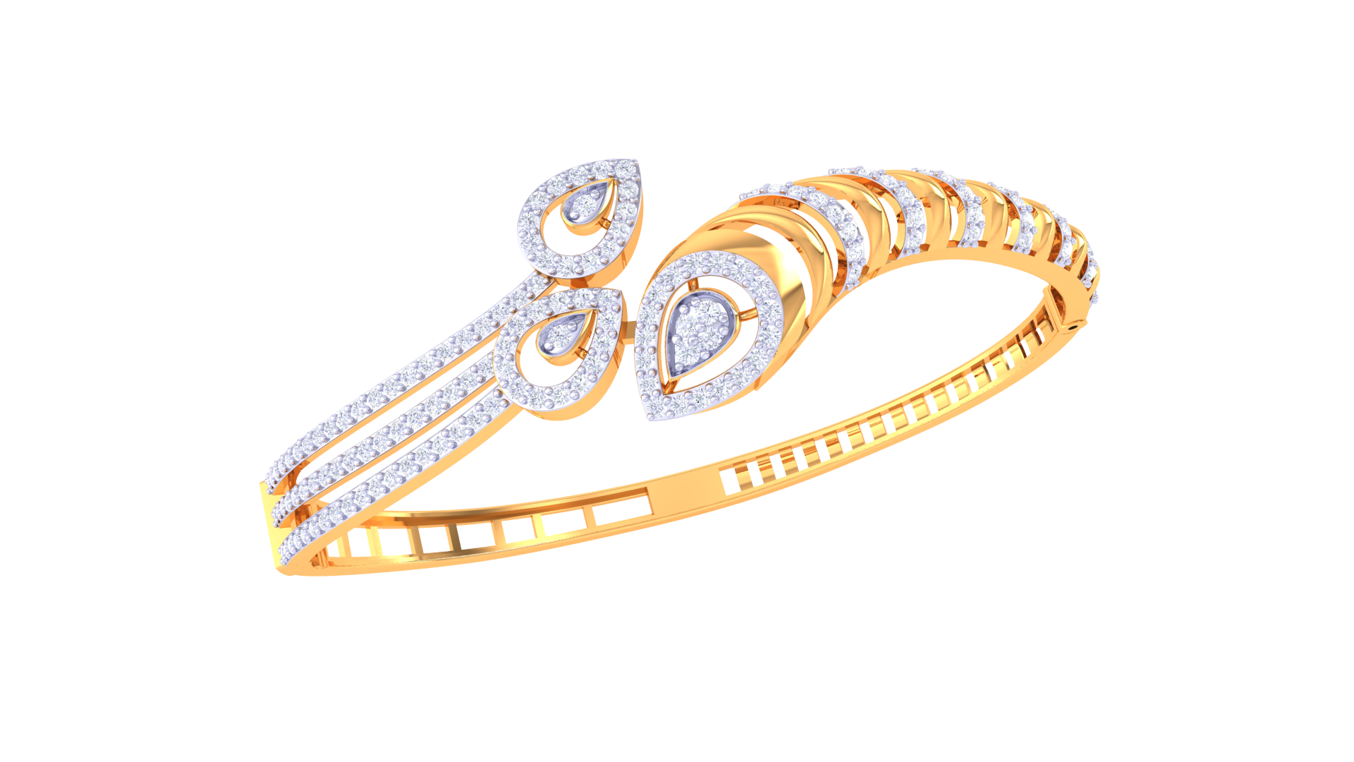 Teardrop Wave Diamond Bangles