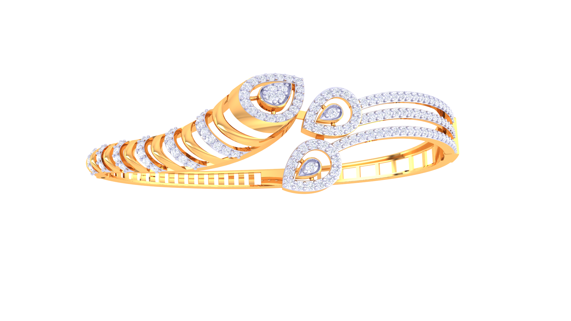 Teardrop Wave Diamond Bangles
