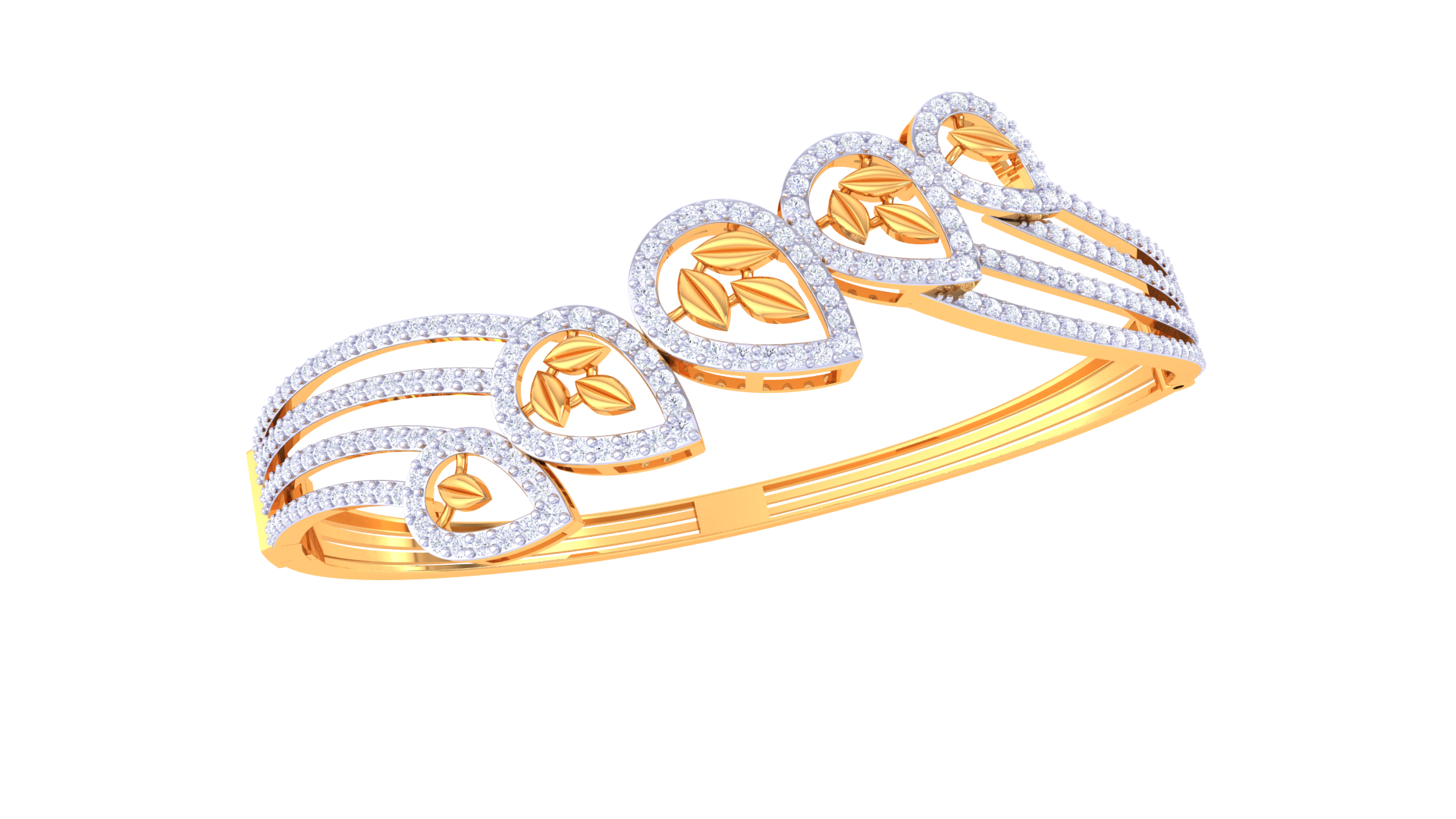 Lustrous Leafline Diamond Bangles
