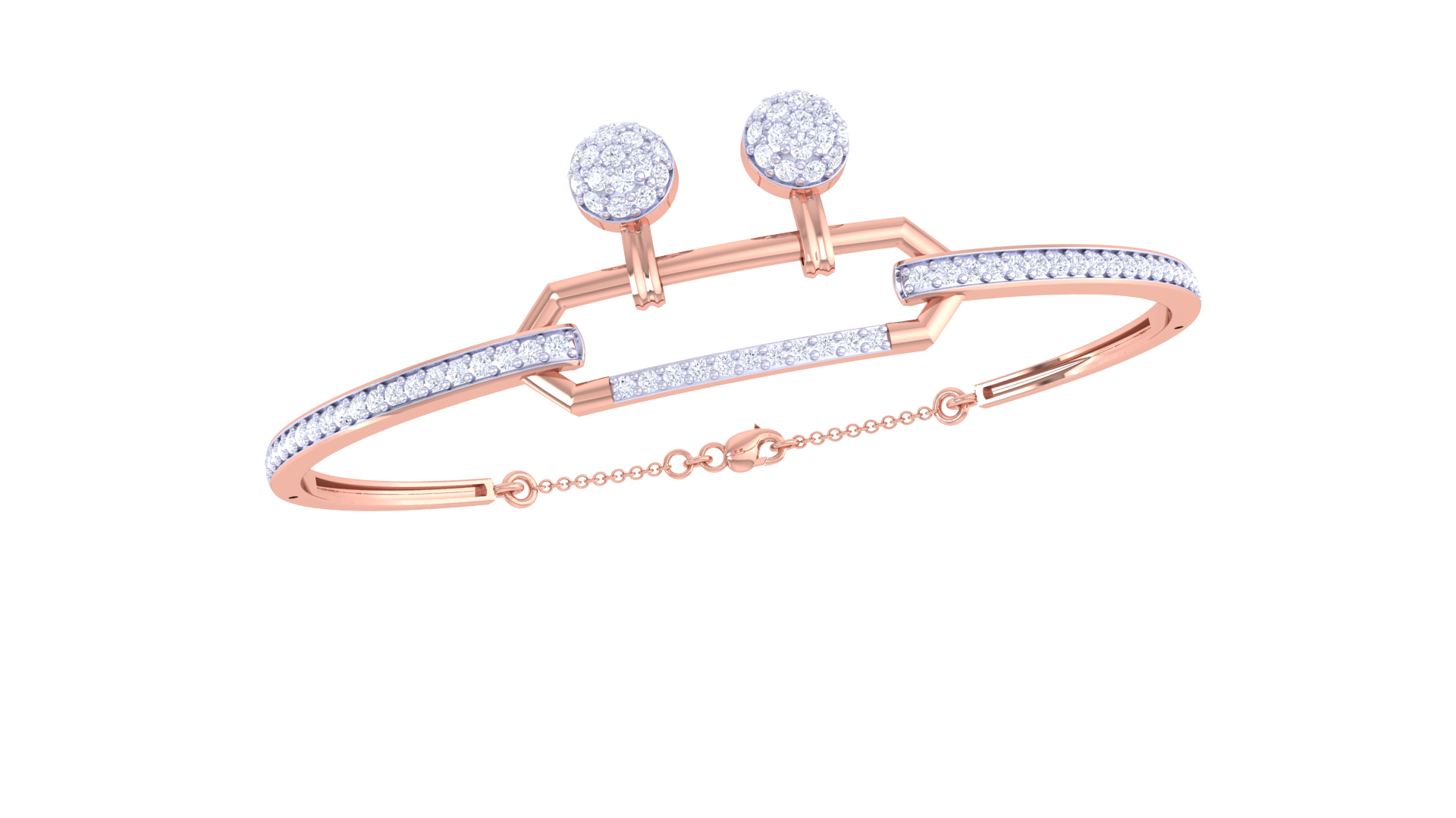 Twin Orbs Bar Diamond Bangles
