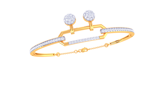 Twin Orbs Bar Diamond Bangles