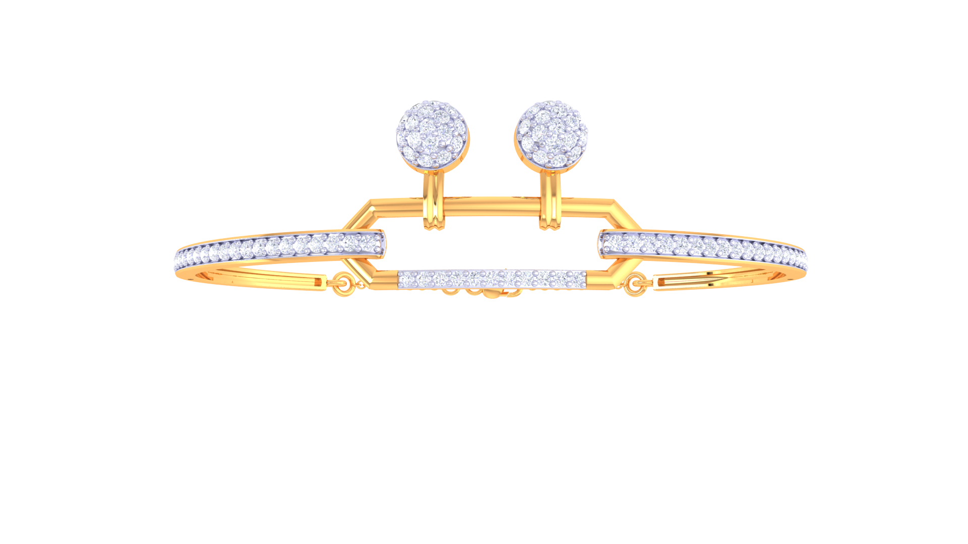 Twin Orbs Bar Diamond Bangles