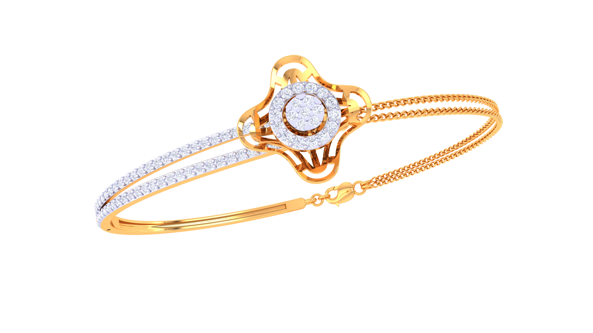 Central Halo Shine Diamond Bangles