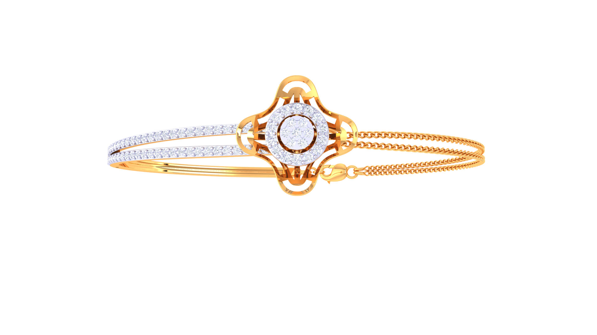 Central Halo Shine Diamond Bangles