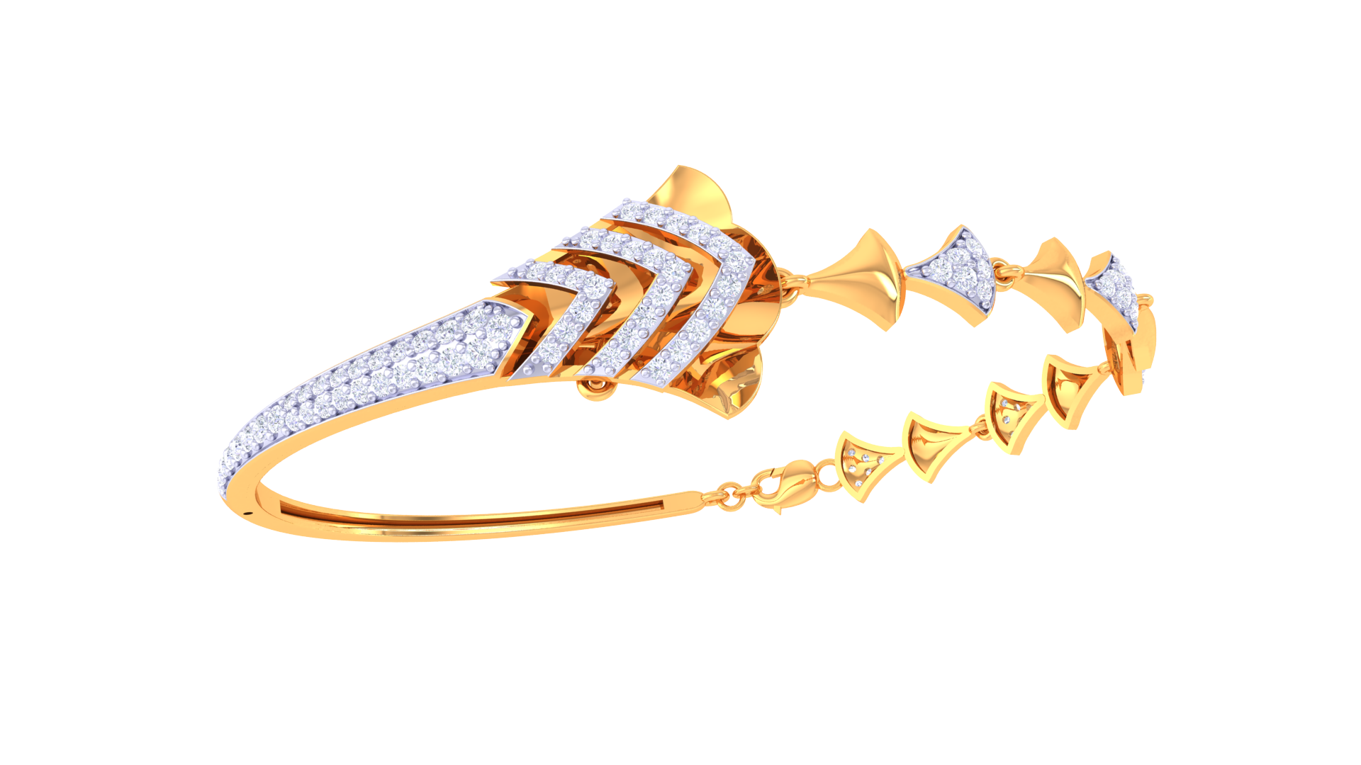 Triple Band Triangle Diamond Bangles