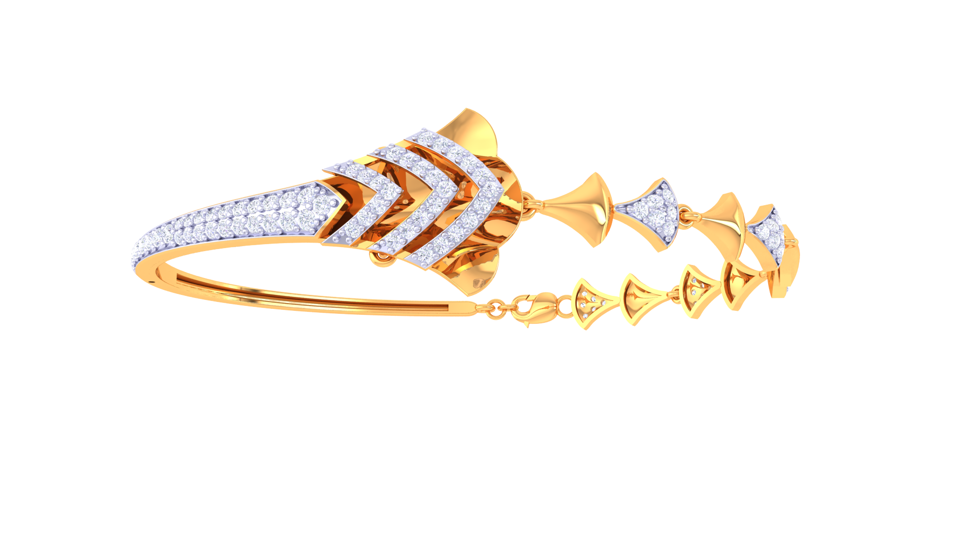 Triple Band Triangle Diamond Bangles