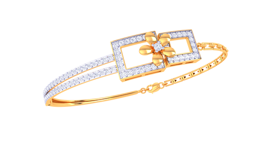 Rectangular Floral Diamond Bangles