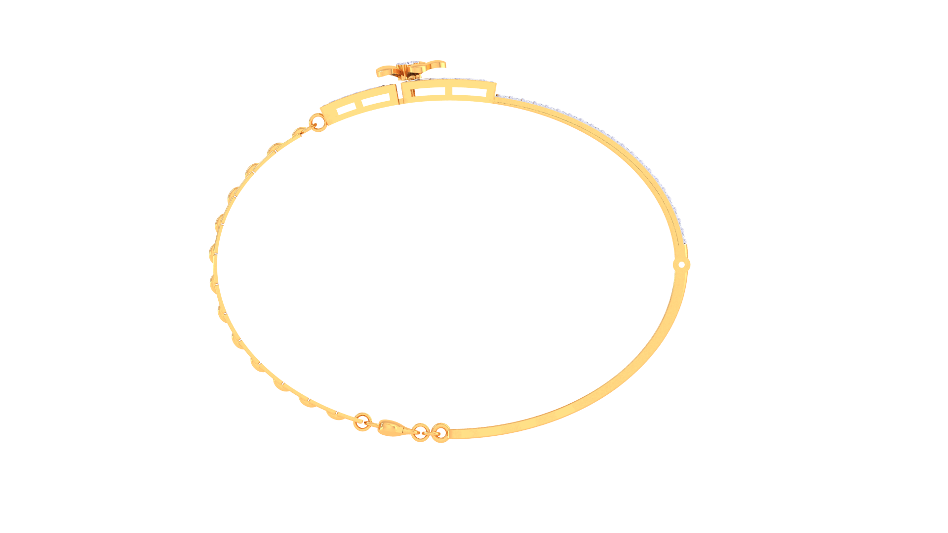 Rectangular Floral Diamond Bangles