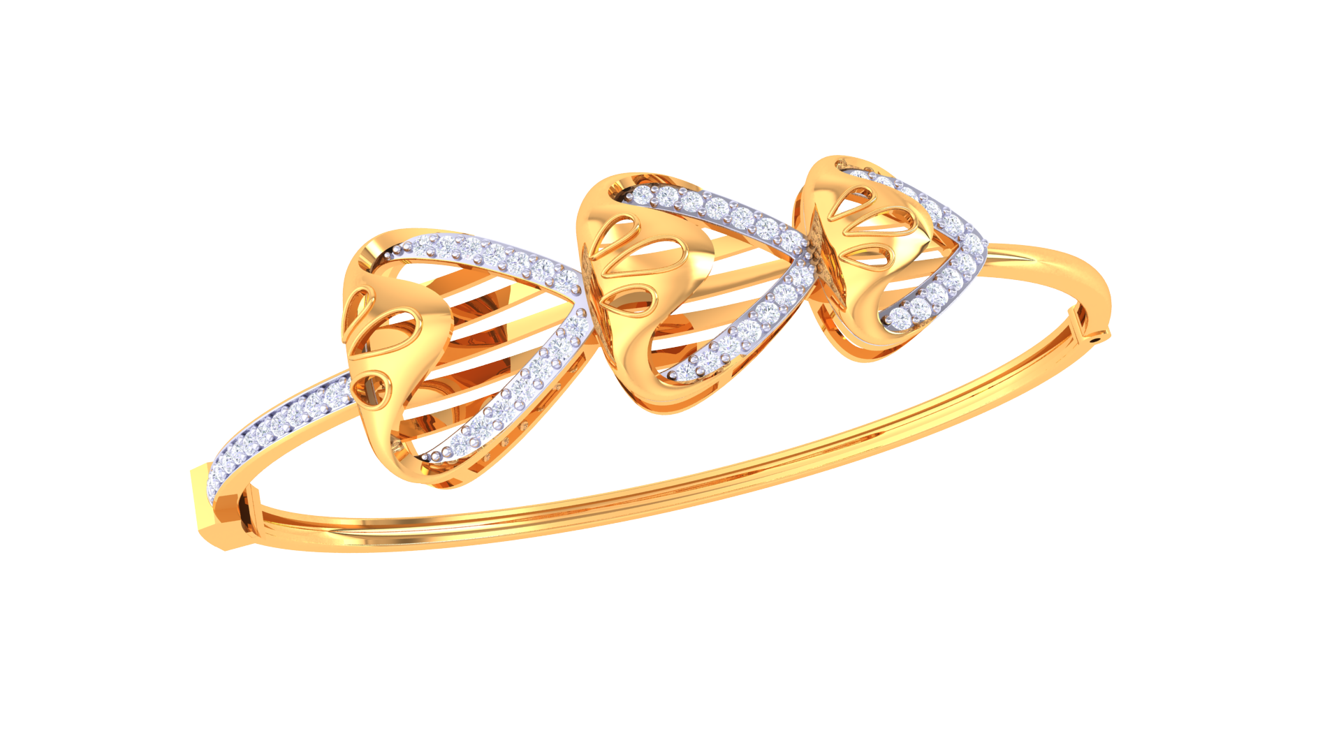 Radiant Trio Heart Diamond Bangles