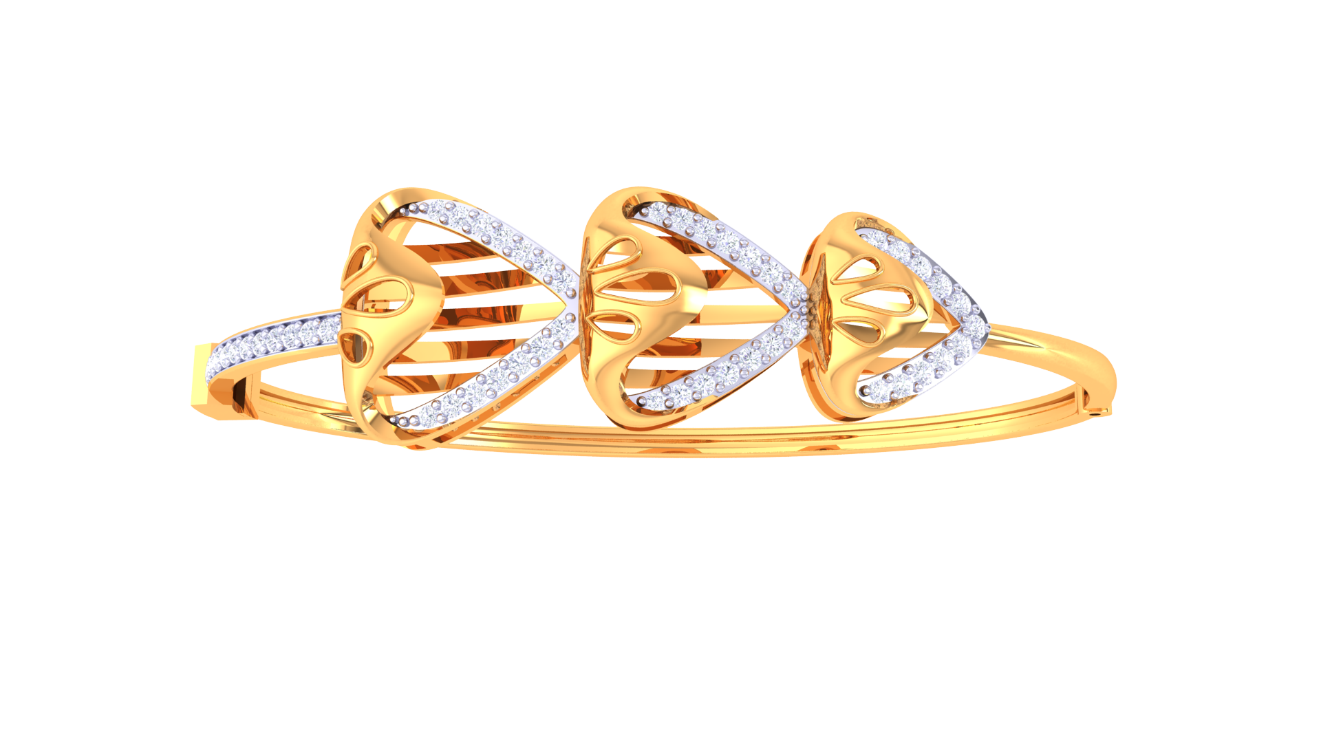 Radiant Trio Heart Diamond Bangles