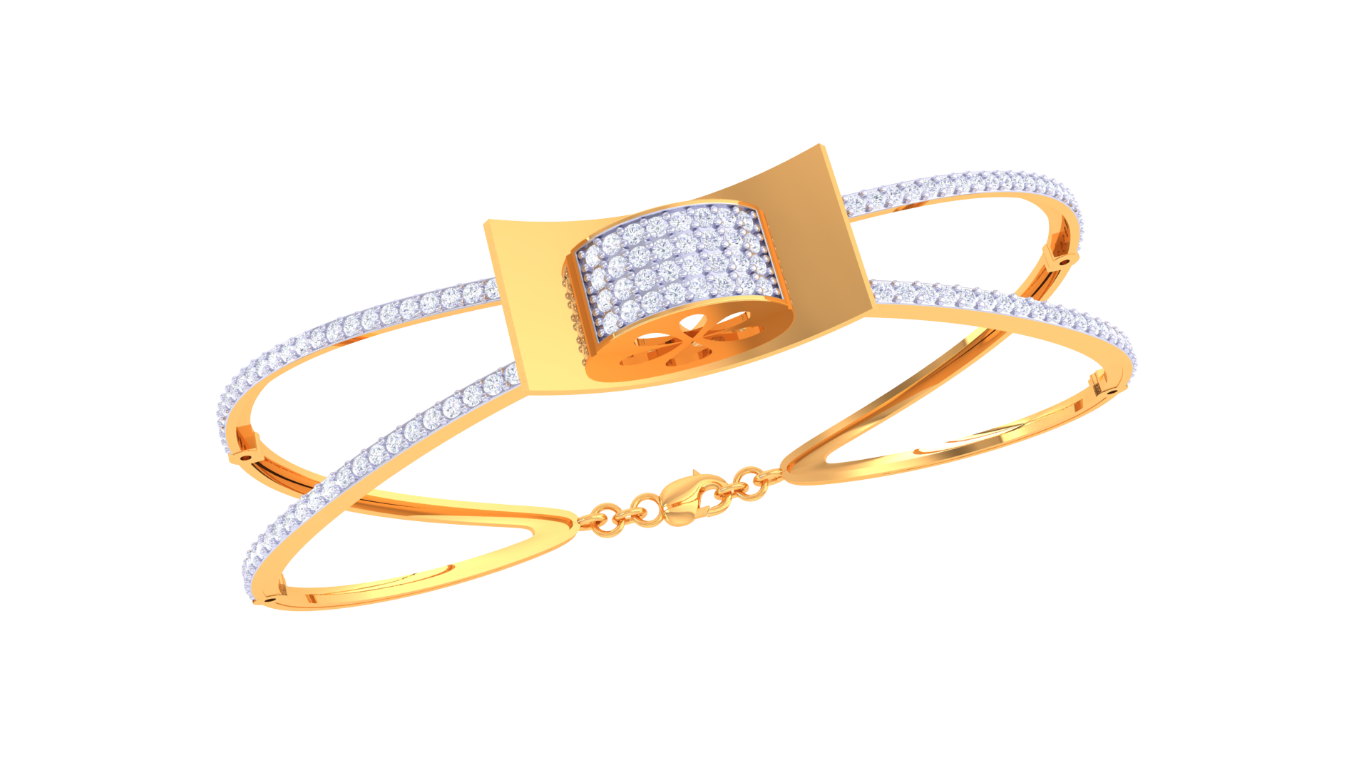 Glimmer Grid Rectangular Diamond Bangle