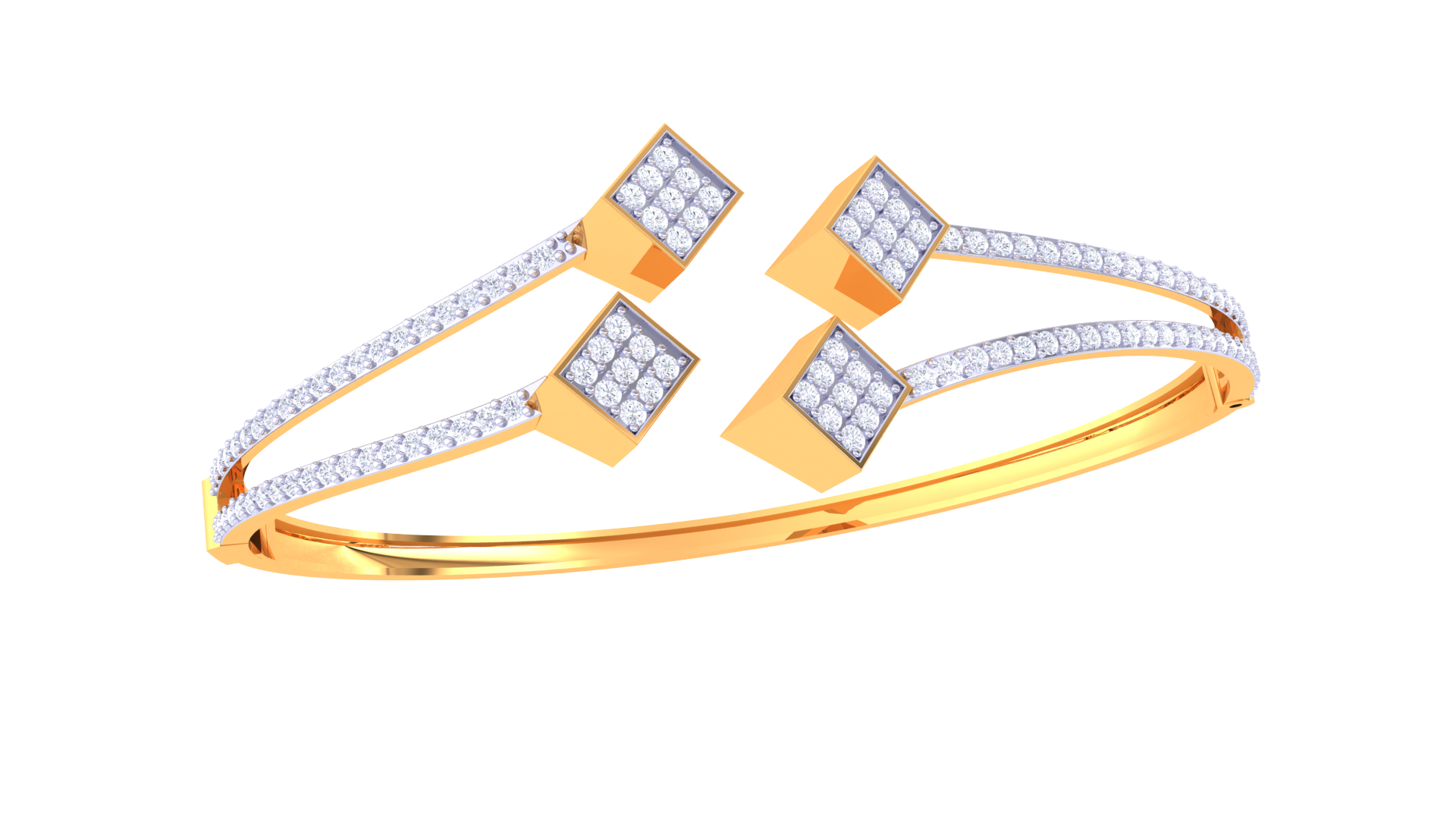 Orbit Square Sparkle Statement Bangle
