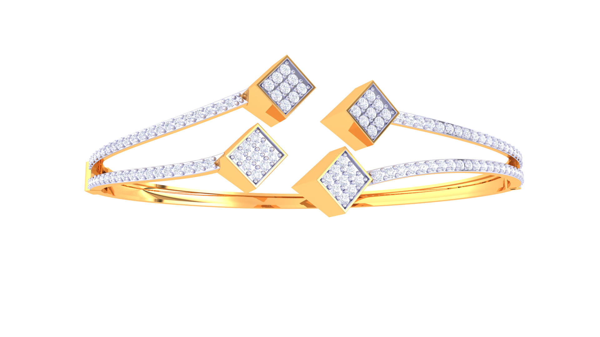 Orbit Square Sparkle Statement Bangle
