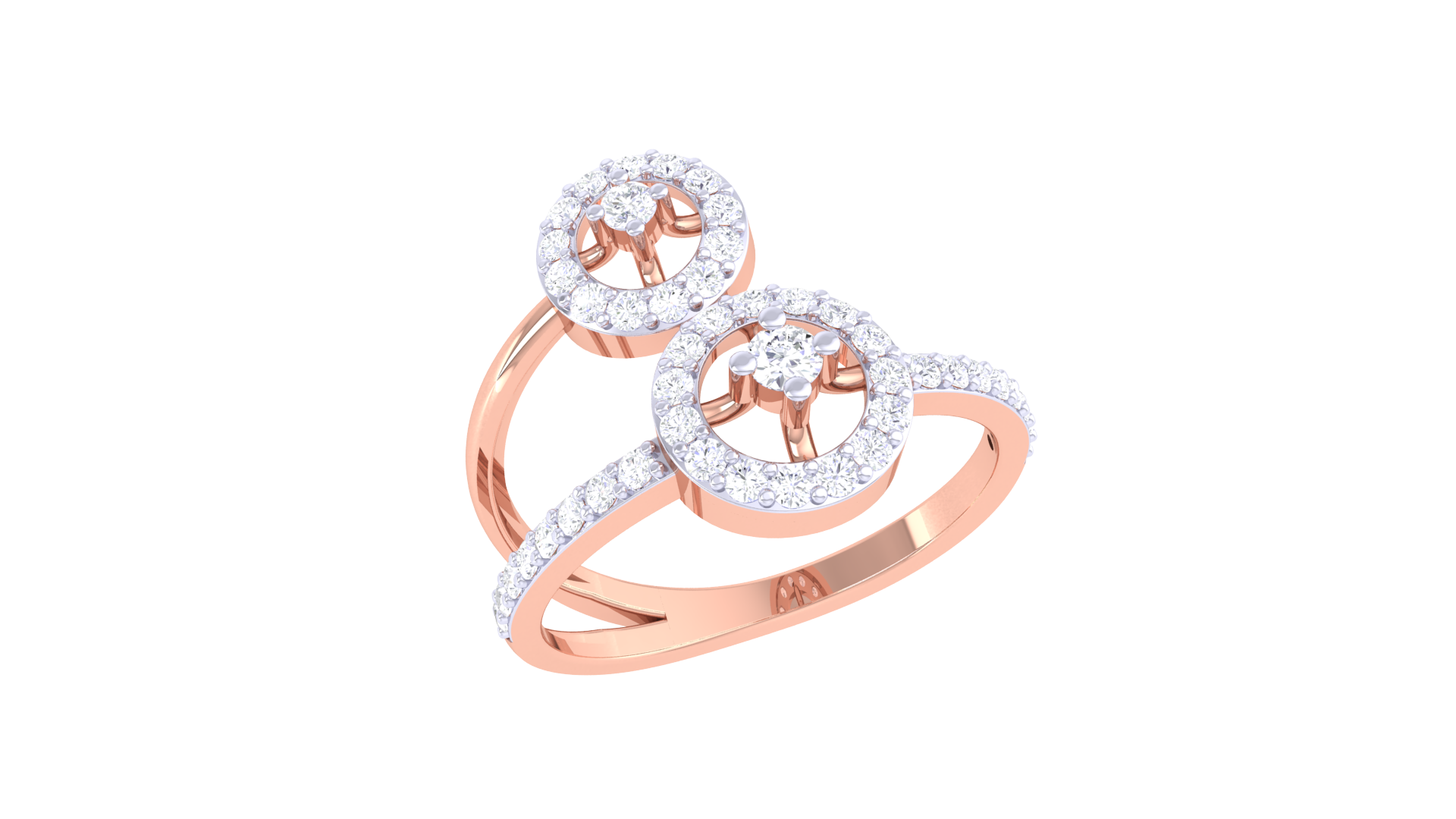 Twinned Circles Diamond Accent Ring