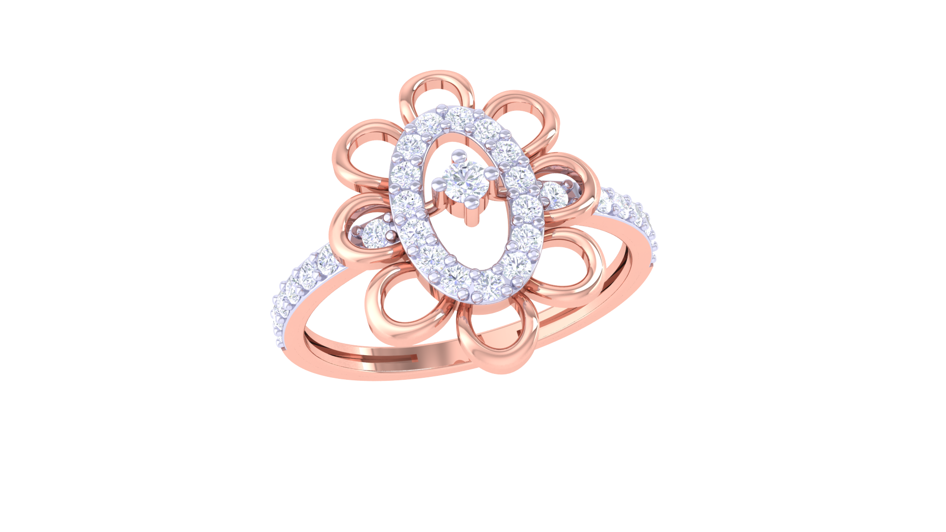 Curved Harmony Teardrop Statement Ring