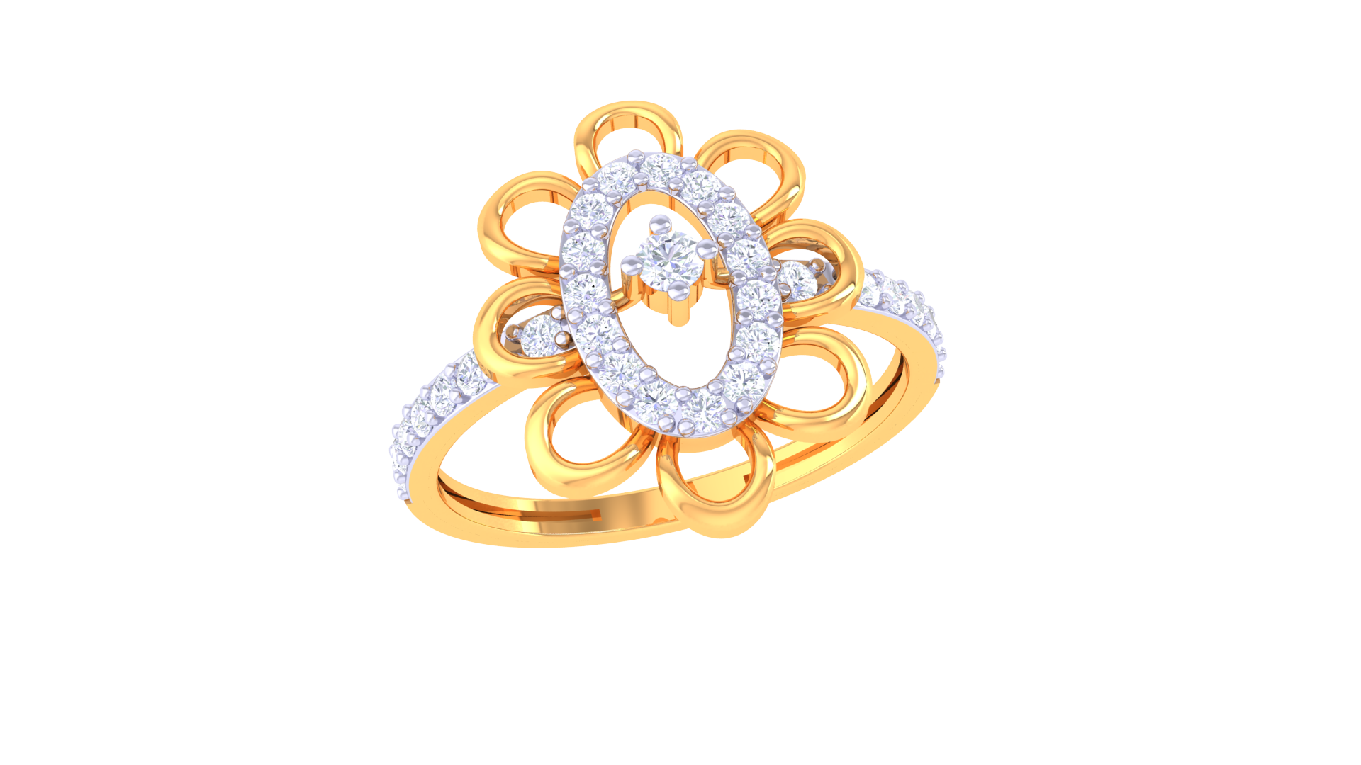 Curved Harmony Teardrop Statement Ring
