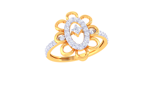 Curved Harmony Teardrop Statement Ring