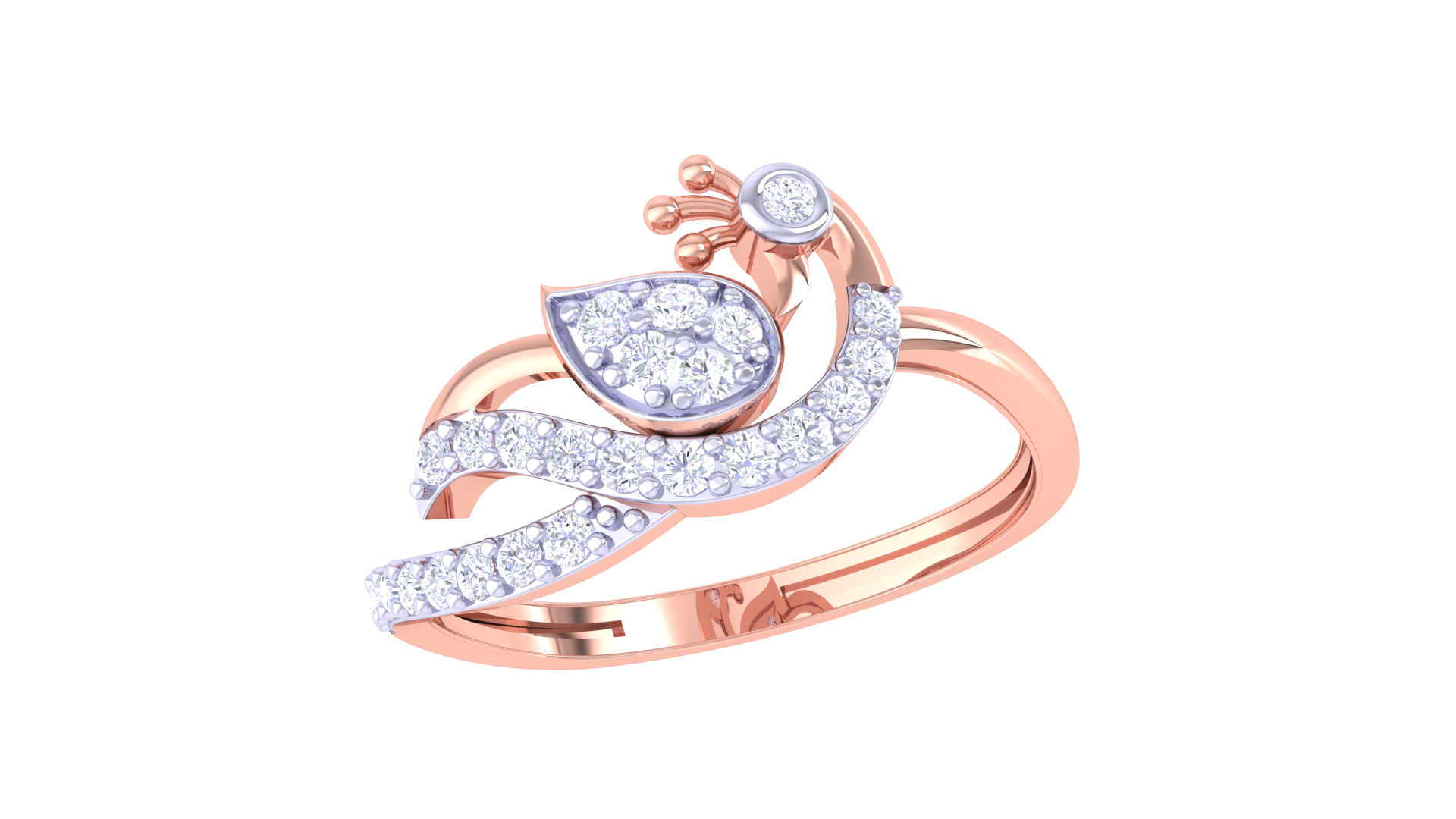 Leaf Crest Diamond Accent Ring