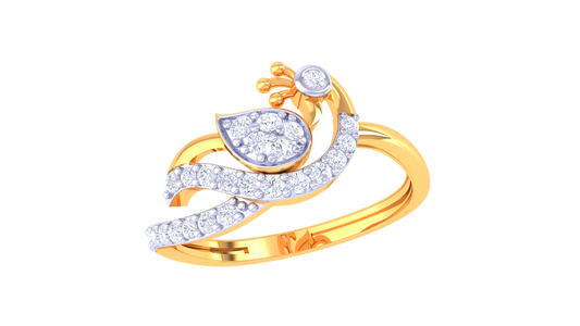 Leaf Crest Diamond Accent Ring