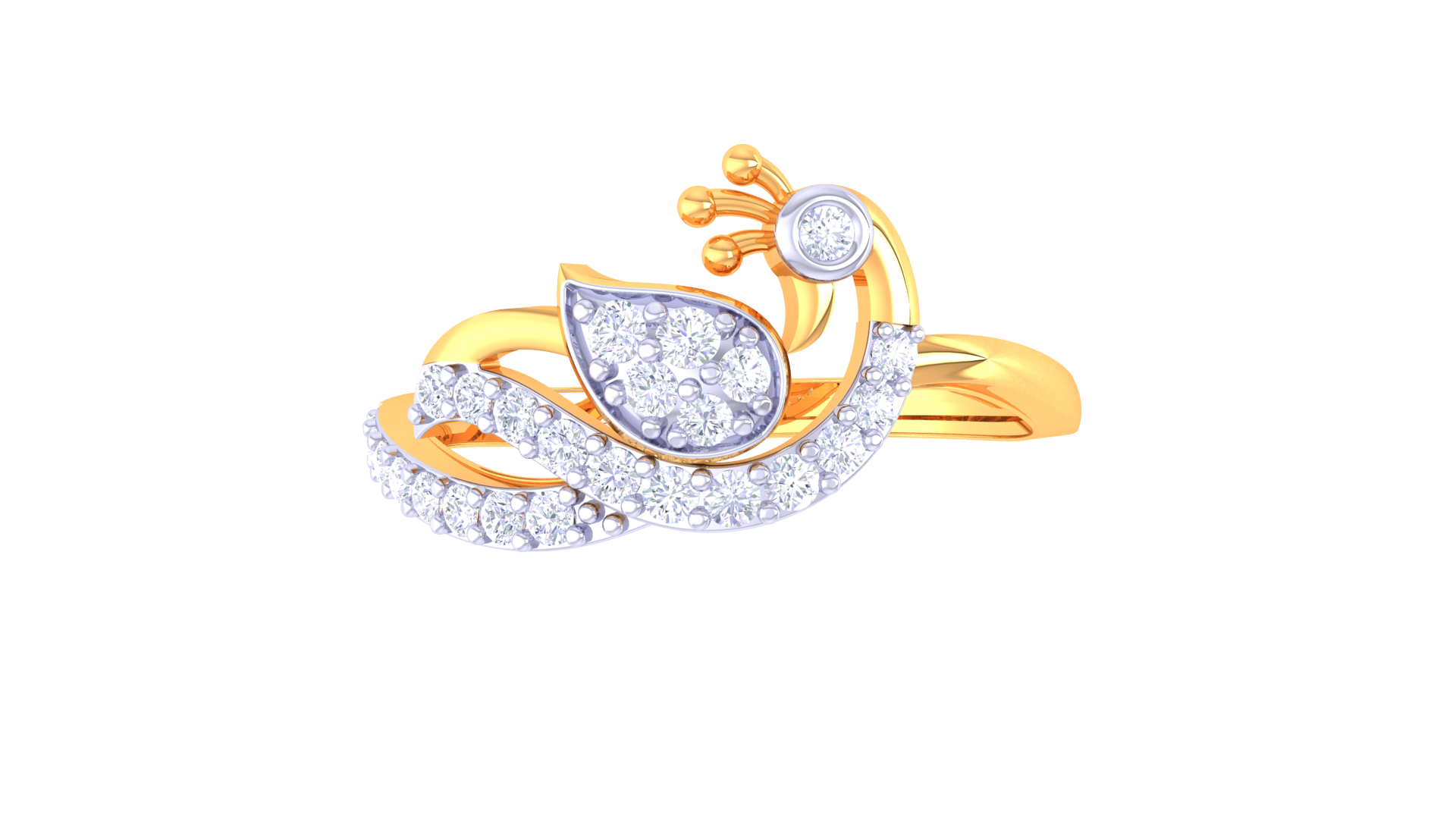 Leaf Crest Diamond Accent Ring