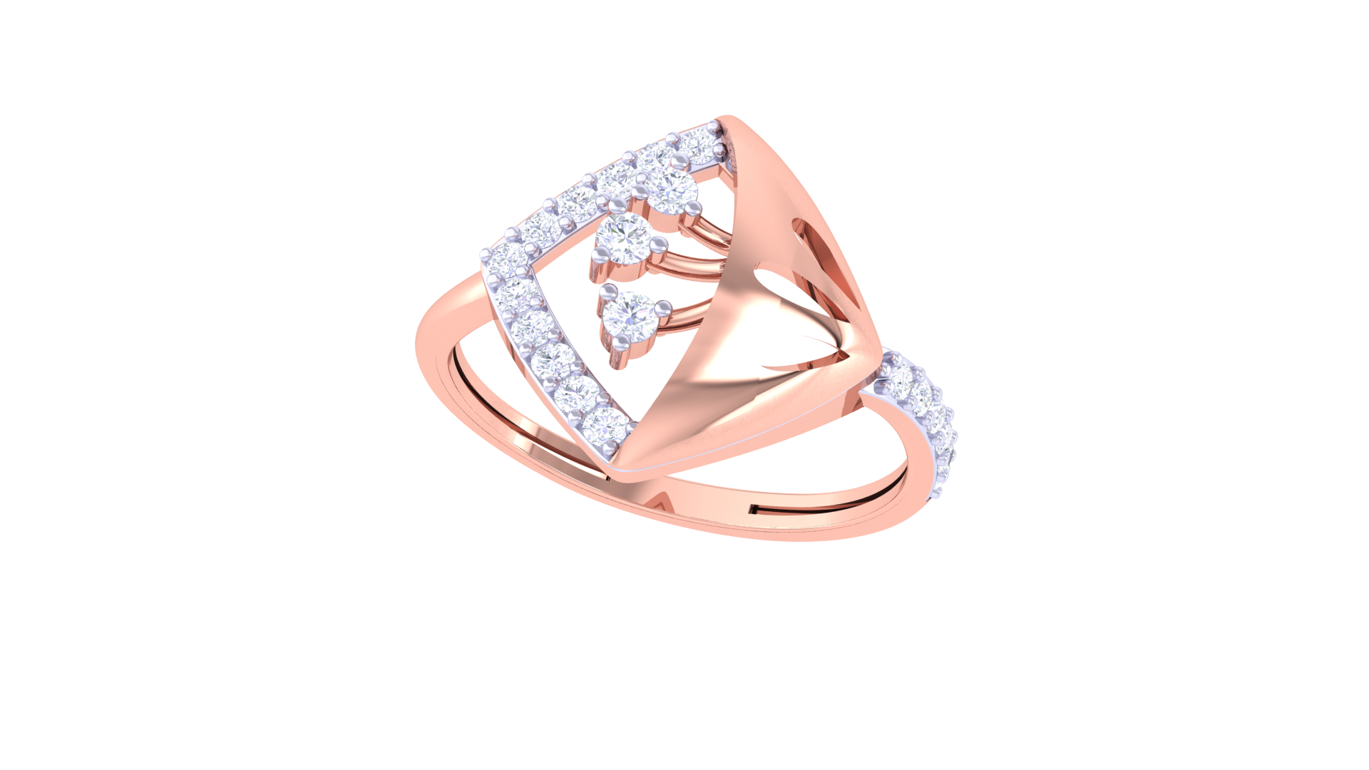 Contemporary Trine Diamond Accent Ring