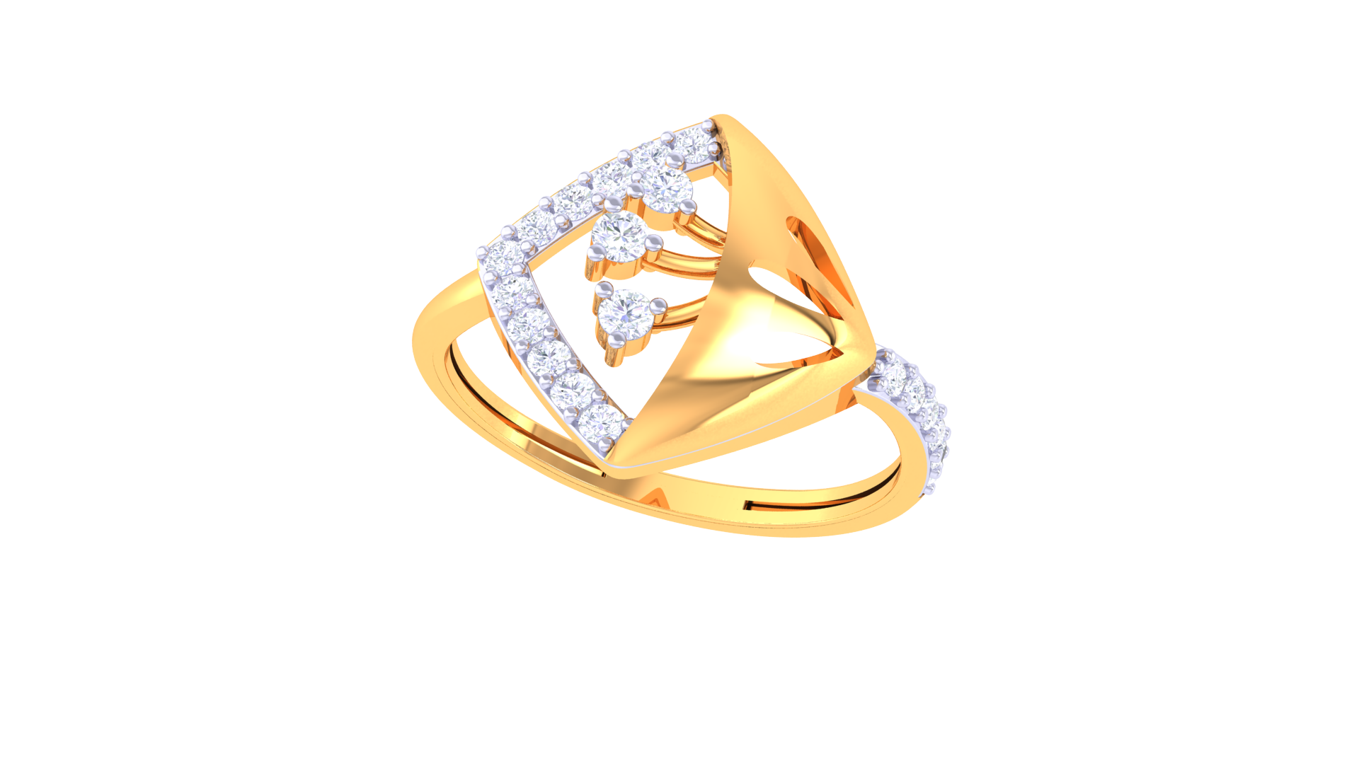 Contemporary Trine Diamond Accent Ring