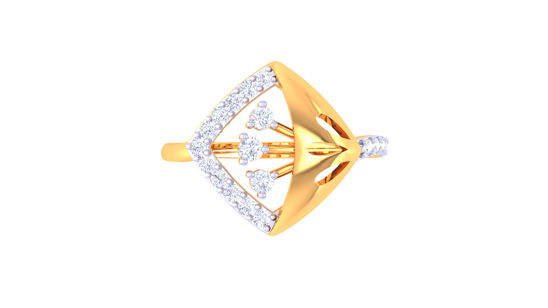 Contemporary Trine Diamond Accent Ring