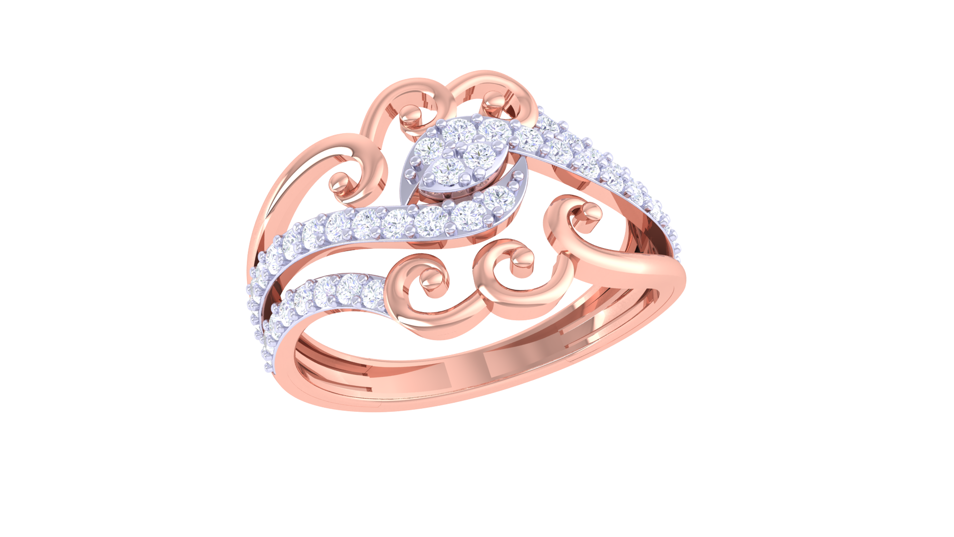 Marquise Swirl Elegance Band Ring