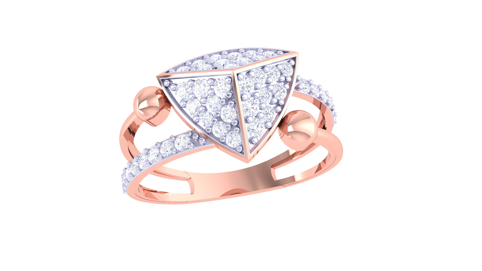 Modern Triangle Halo Sparkle Ring