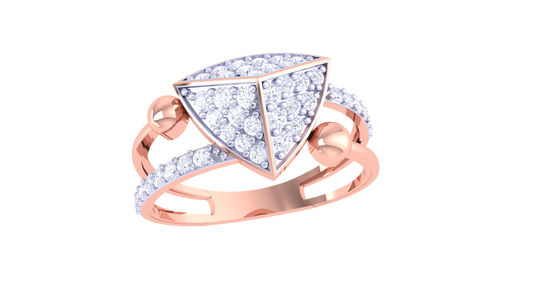 Modern Triangle Halo Sparkle Ring