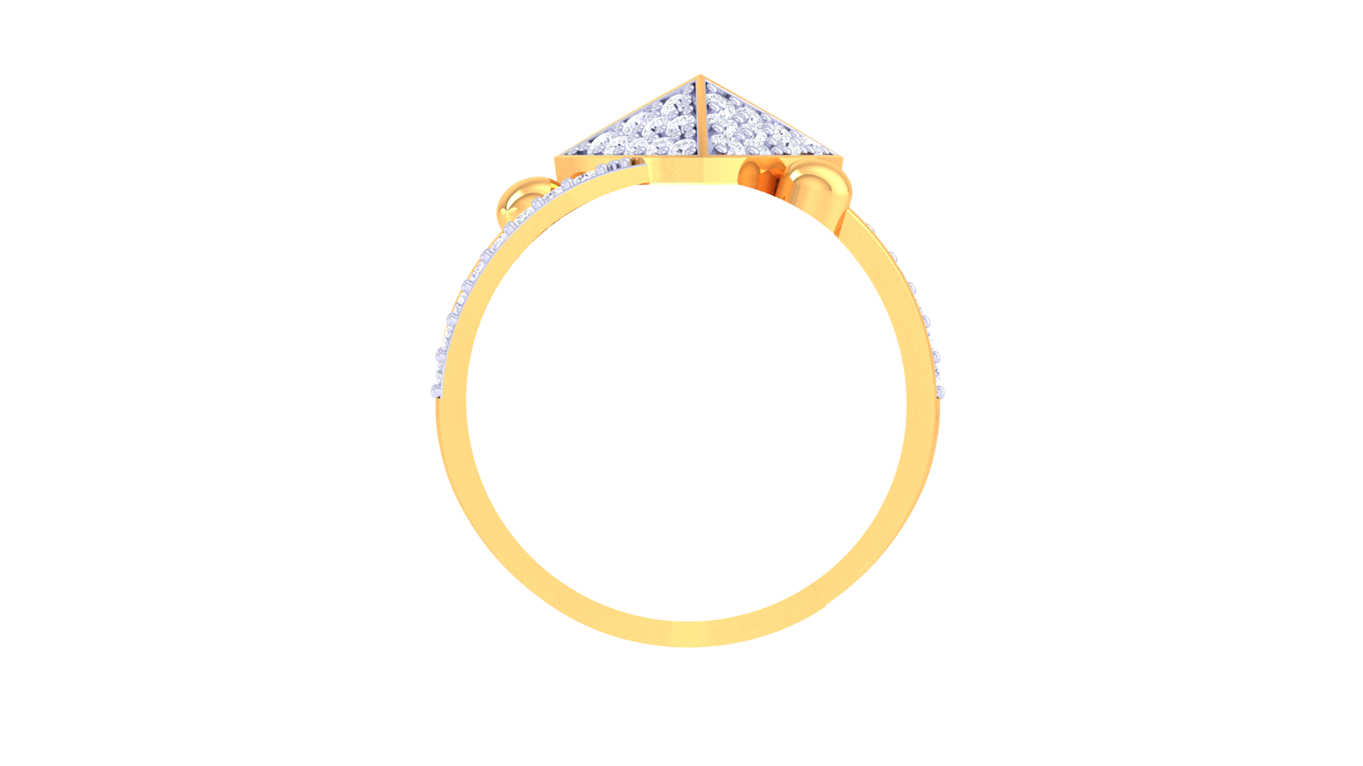 Modern Triangle Halo Sparkle Ring