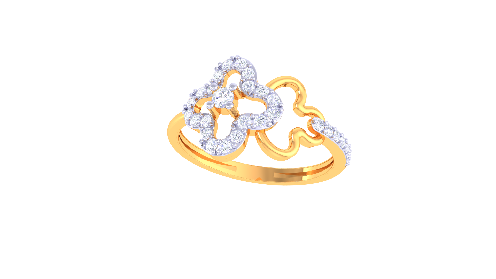 Openwork Floral Sparkle Band Ring