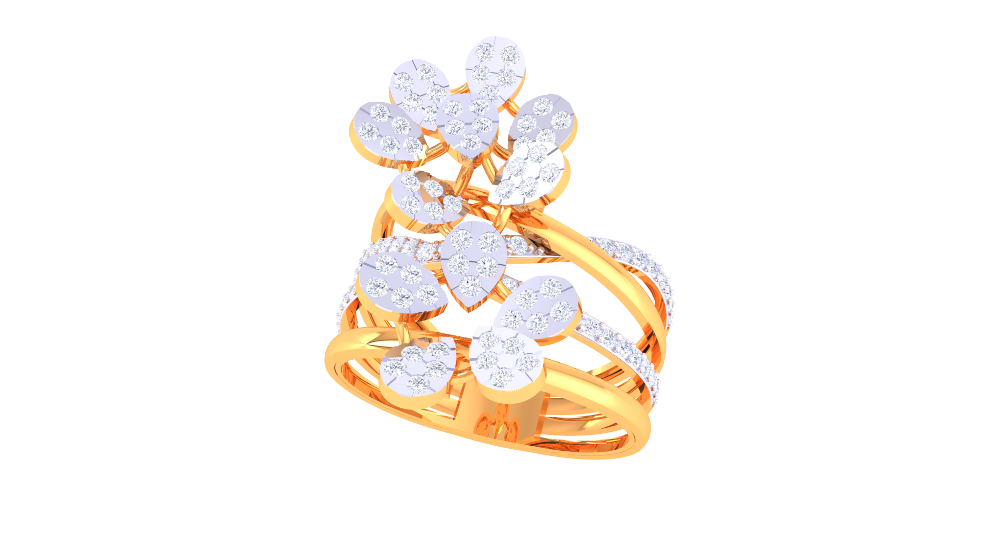 Floral Cascade Layered Band Ring