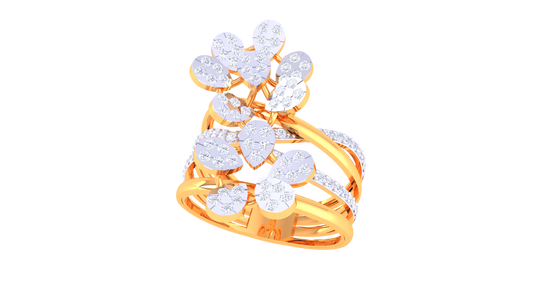 Floral Cascade Layered Band Ring