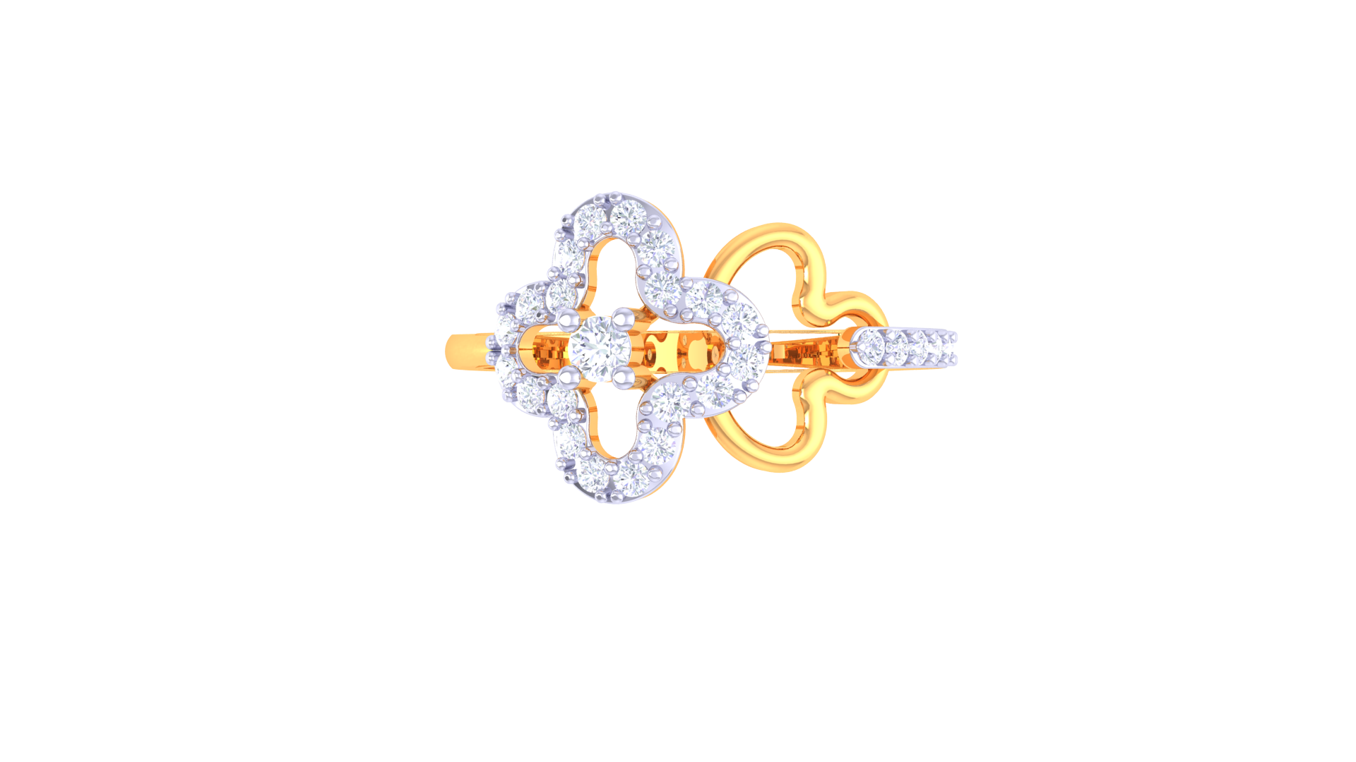 Openwork Floral Sparkle Band Ring