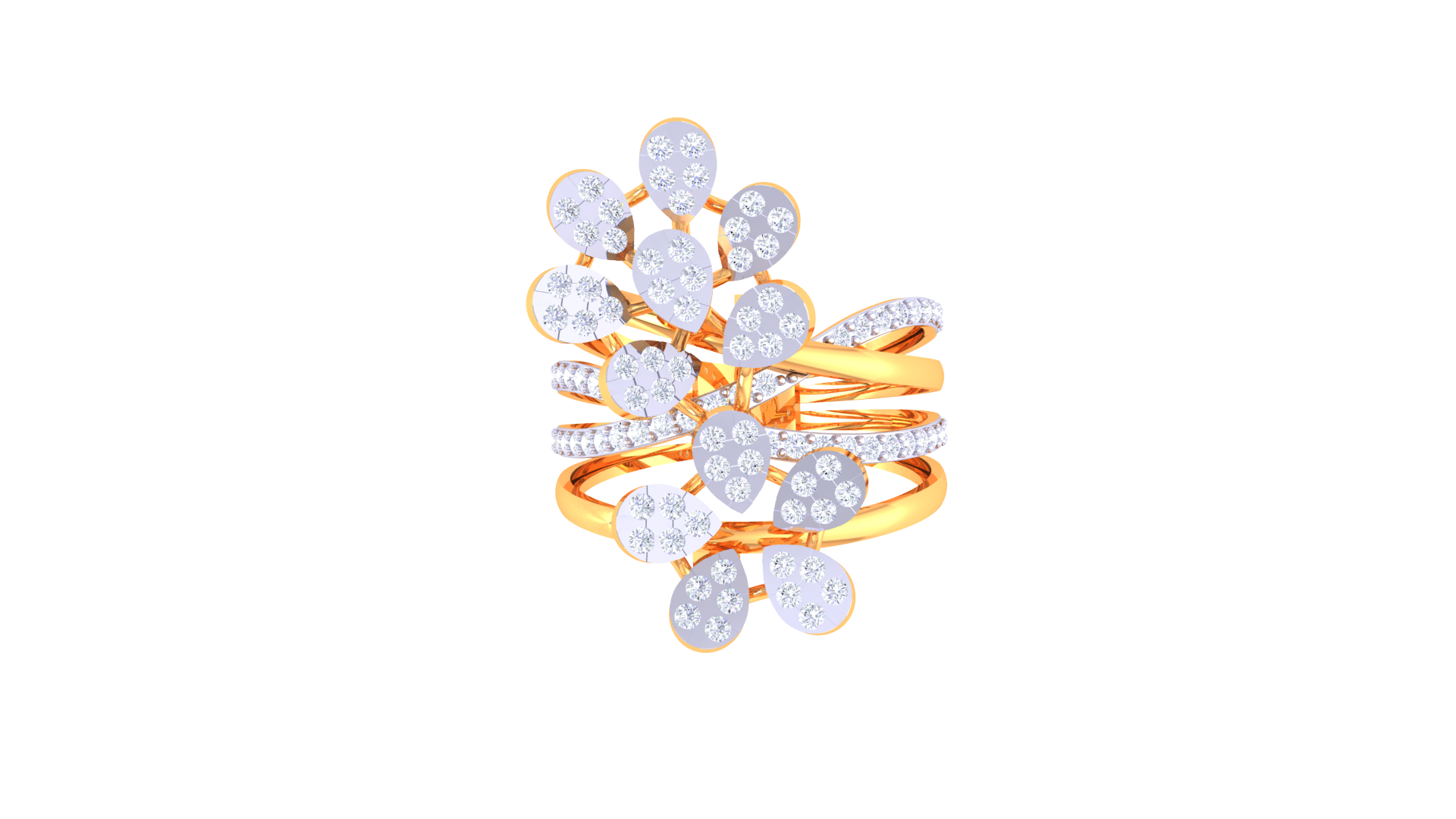 Floral Cascade Layered Band Ring