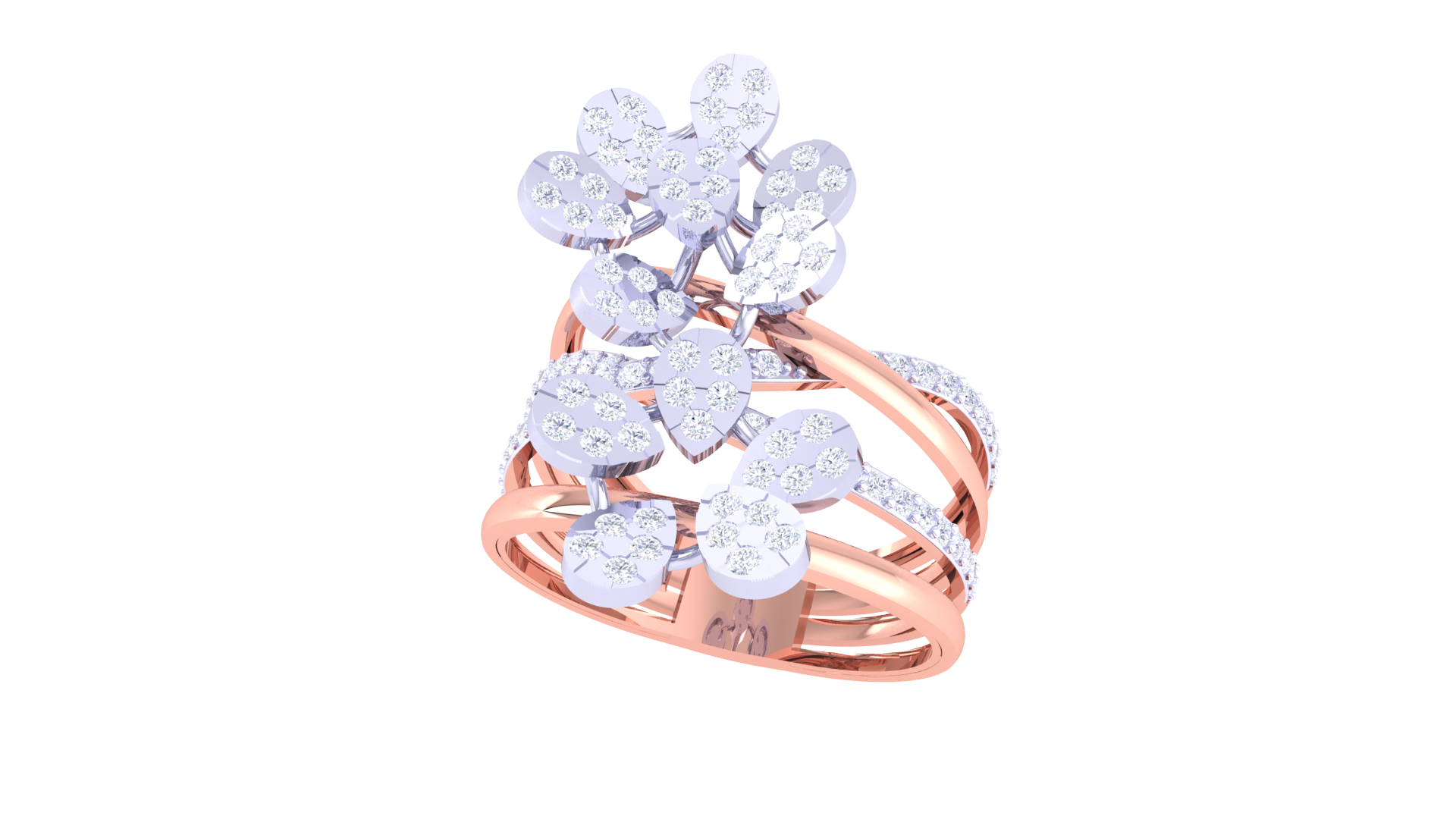 Floral Cascade Layered Band Ring