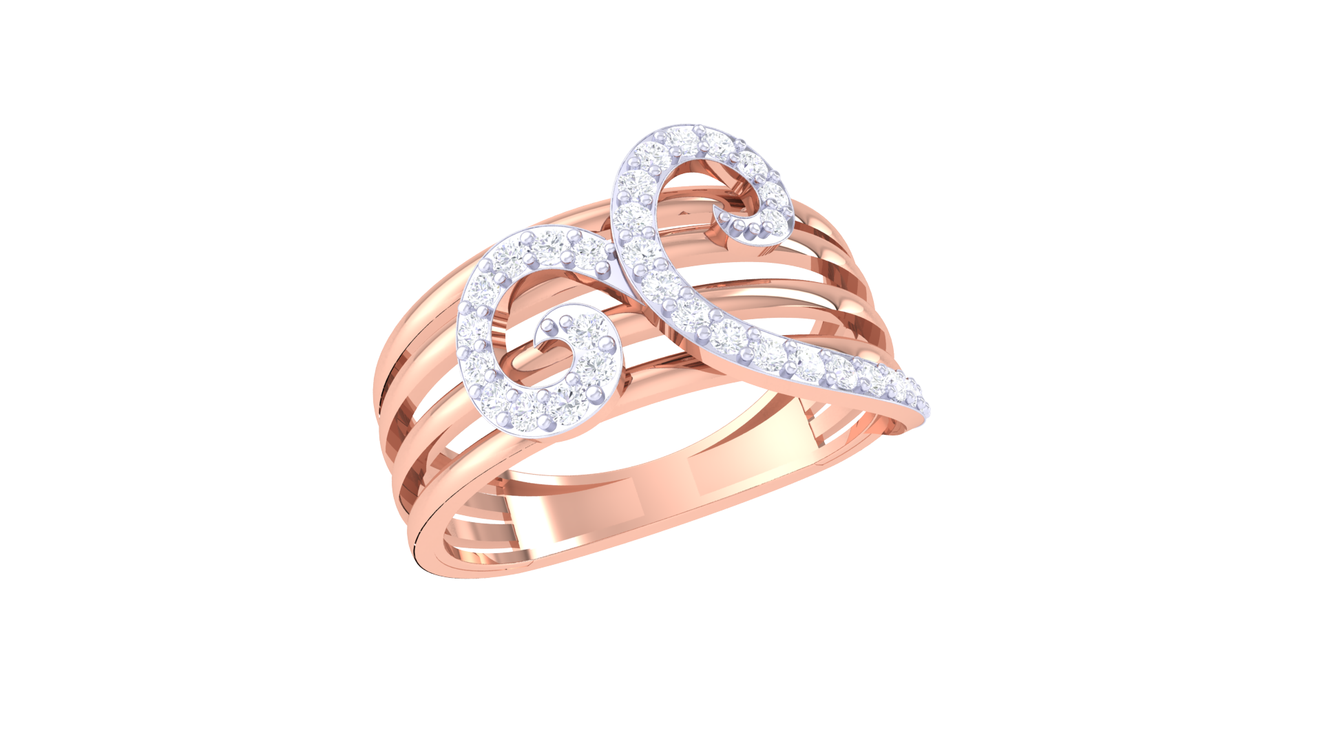 Sunflare Cascade Diamond Swirl Ring