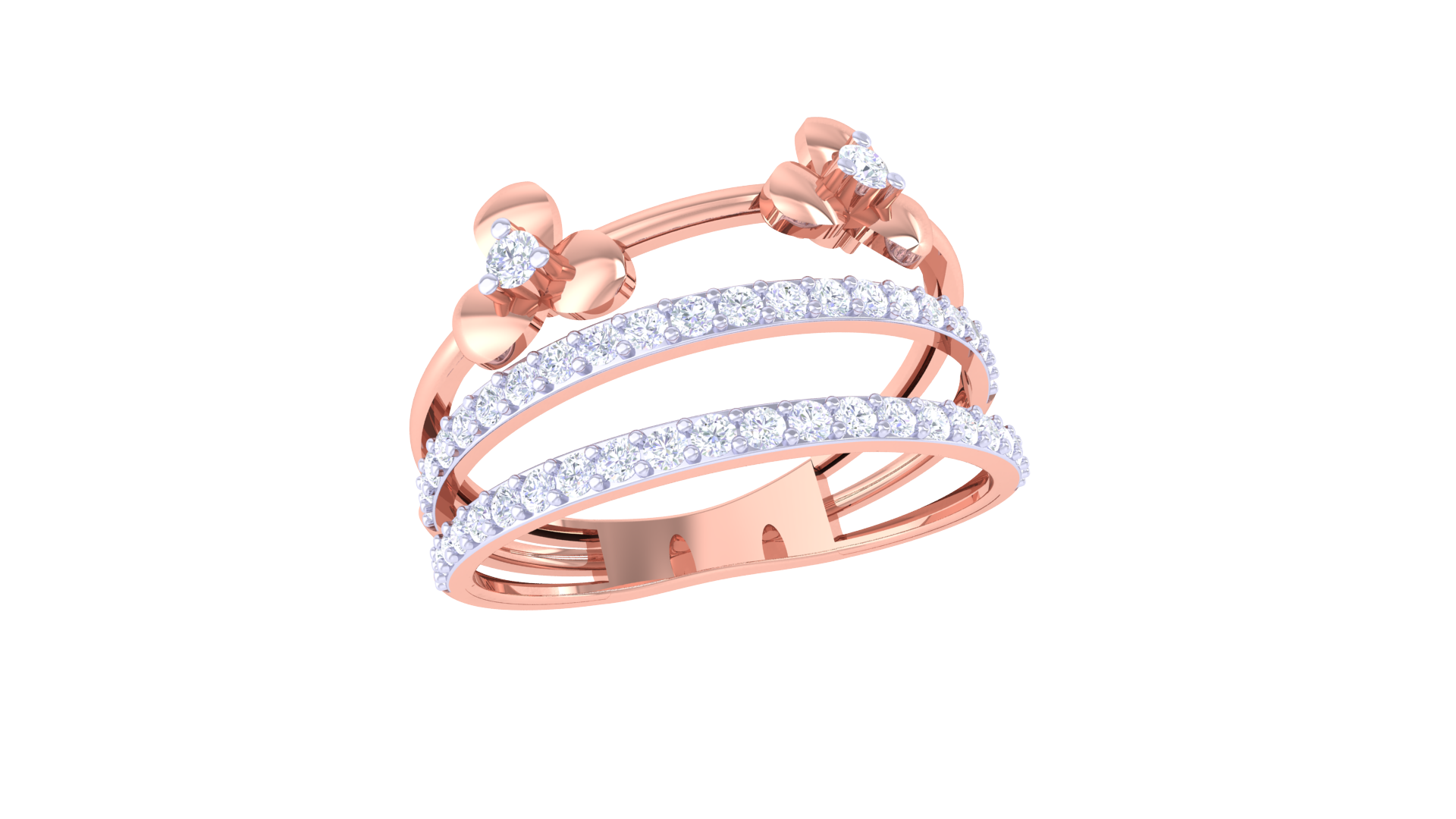 Diamond Blossom Modern Stack Ring