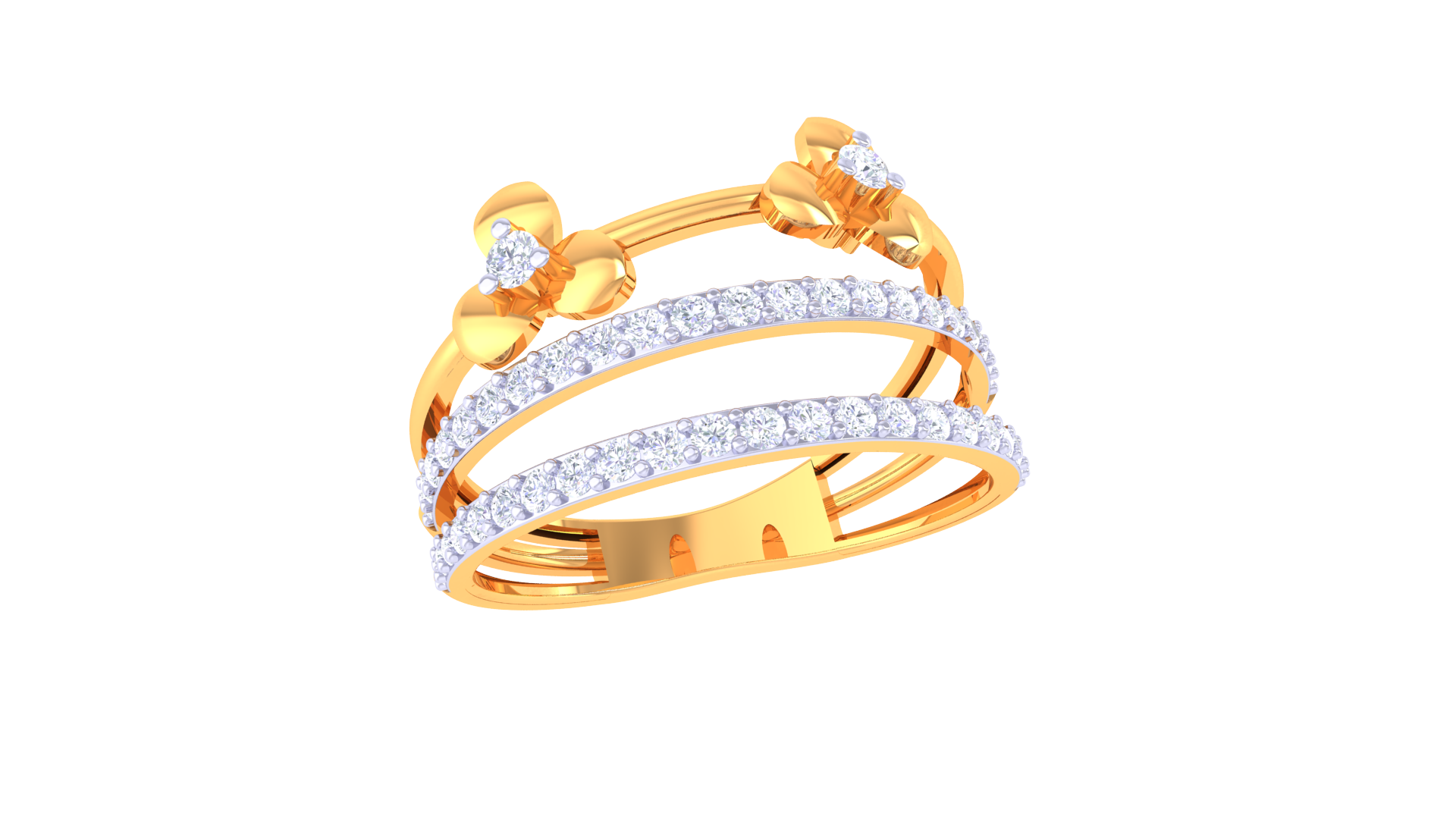 Diamond Blossom Modern Stack Ring