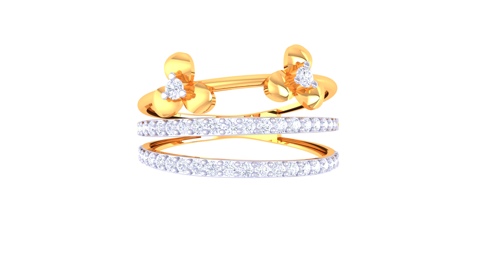 Diamond Blossom Modern Stack Ring