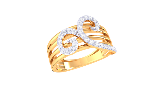 Sunflare Cascade Diamond Swirl Ring
